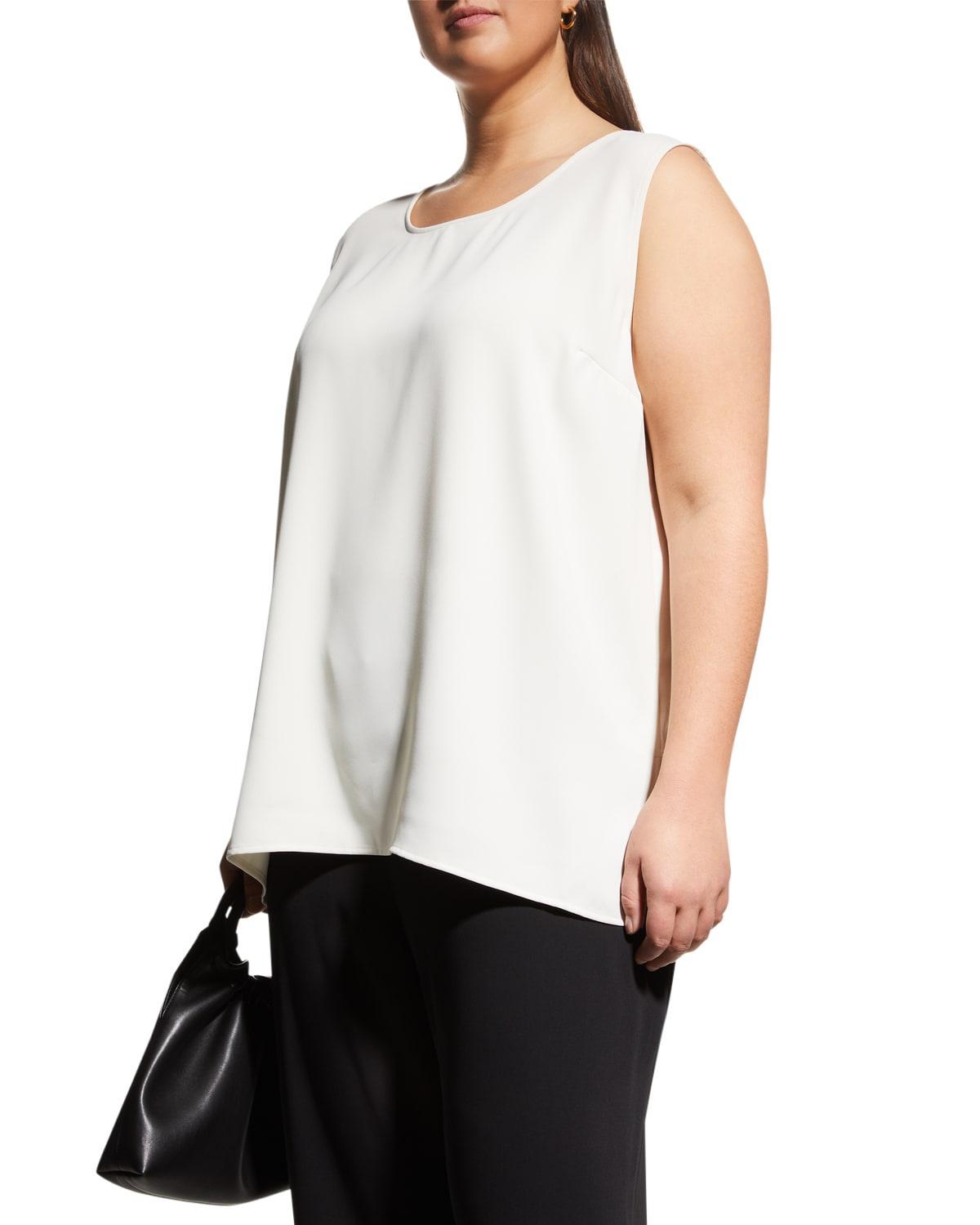 Caroline Rose Plus Size Matte Crepe Scoop Neck Sleeveless Tank Top Product Image