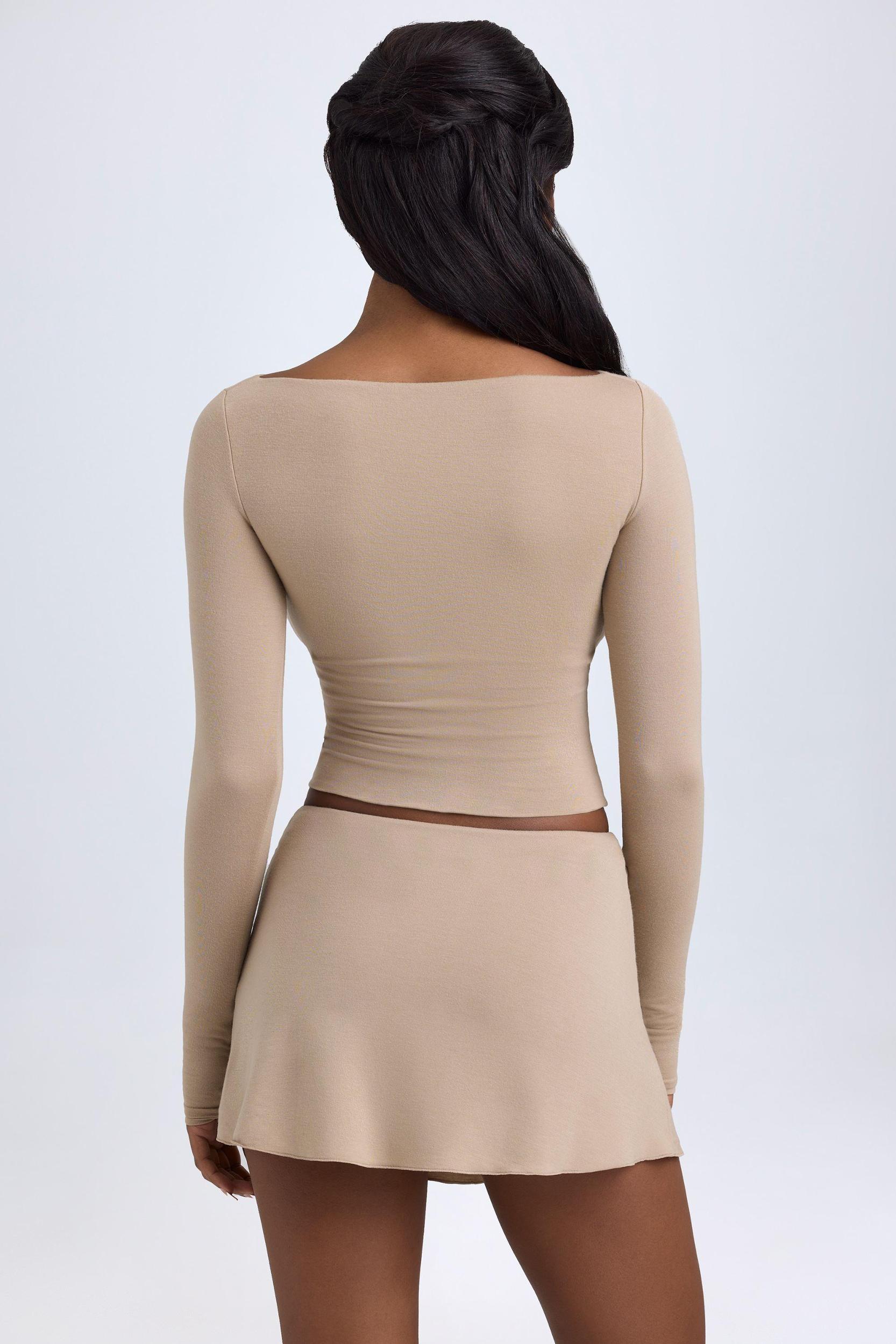 Modal Cut-Out Button-Detail Top in Taupe Product Image