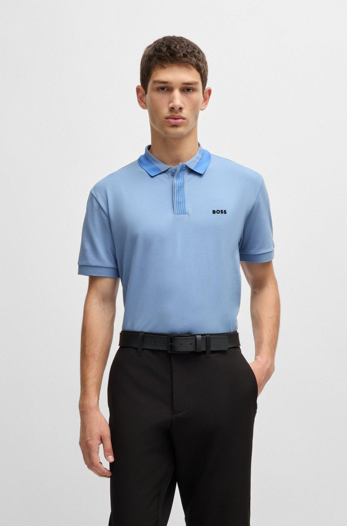 Stretch-cotton polo shirt with contrast logo Product Image