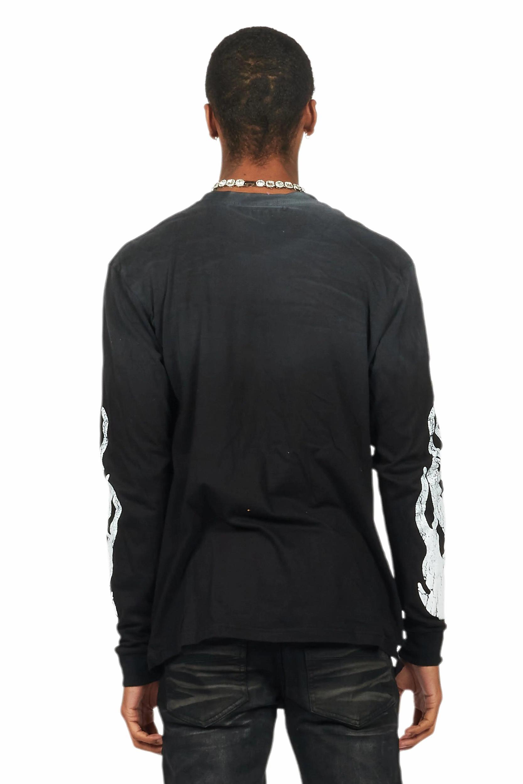Amos Black/White Long Sleeve Graphic T-Shirt Male Product Image