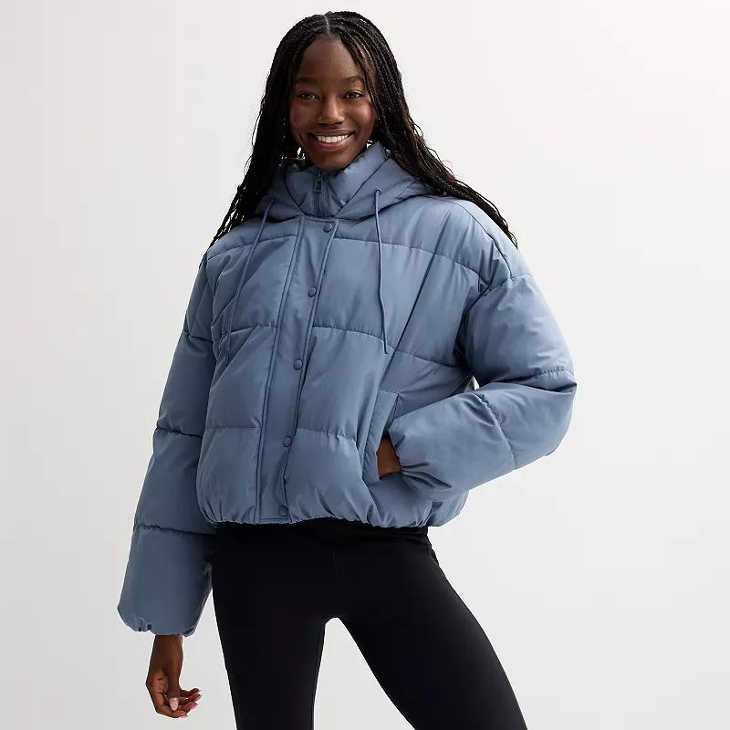 Junior's Sebby Hooded Oversized Puffer Coat, Women's, Size: XL, Blue Product Image