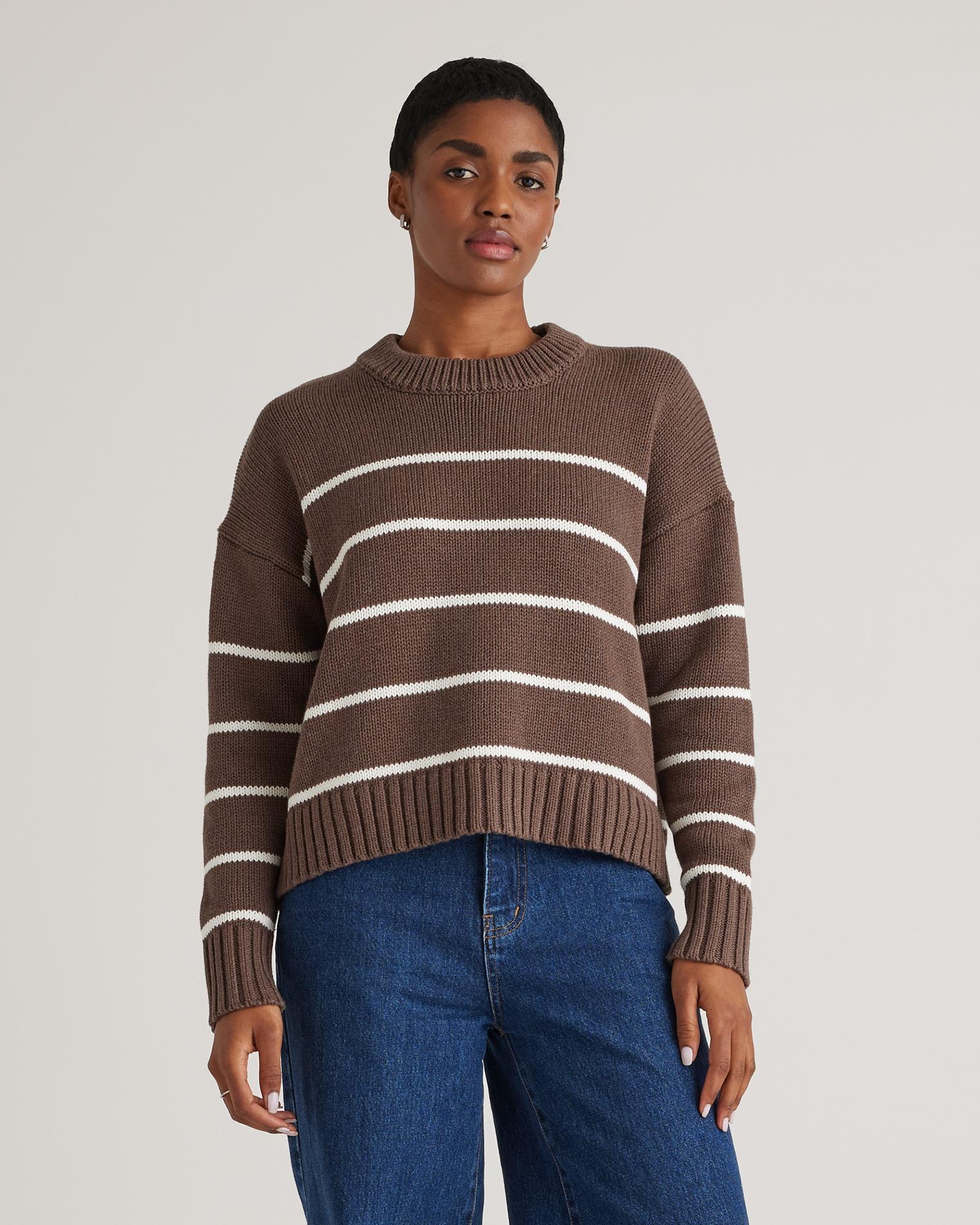 Quince | Women's Striped Crew Sweater Organic Cotton Product Image
