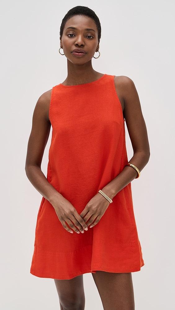 Madewell Contrast-Stitch Shift Mini Dress in Linen | Shopbop Product Image