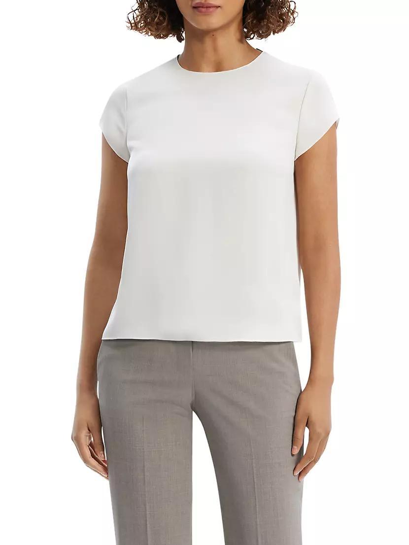Cap Sleeve Silk T-Shirt Product Image