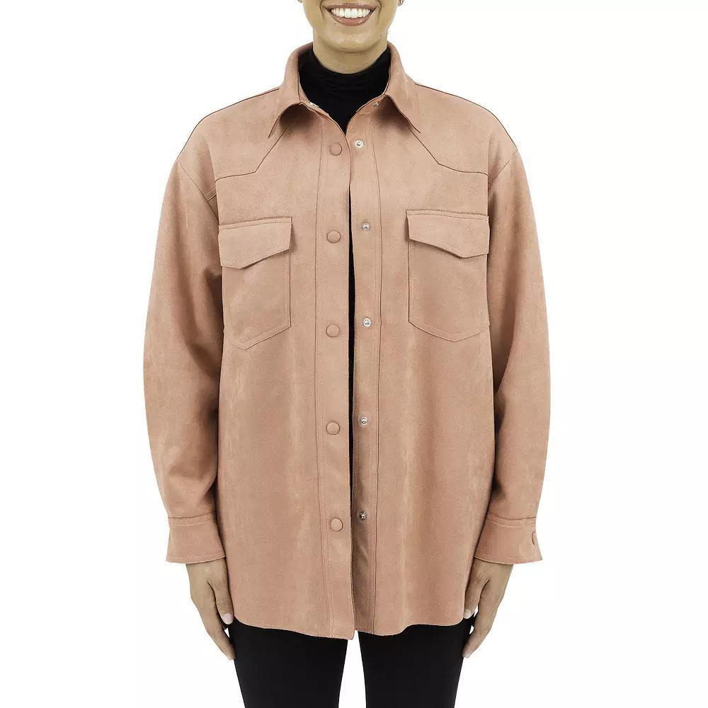 Women's Fleet Street Faux-Suede Shacket, Size: Medium, Fig Product Image