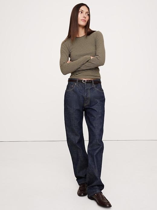 Ribbed Long-Sleeve Crew-Neck T-Shirt Product Image