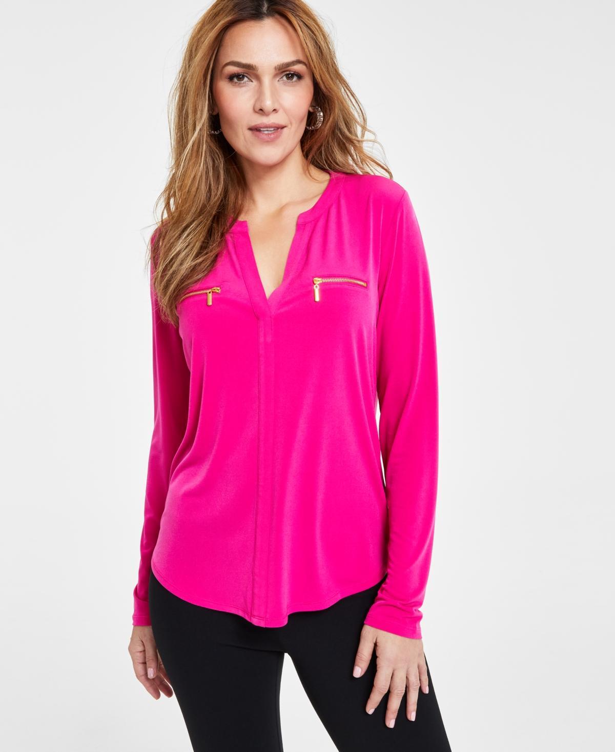 I.n.c. International Concepts Womens Zip-Pocket Blouse, Created for Macys Product Image