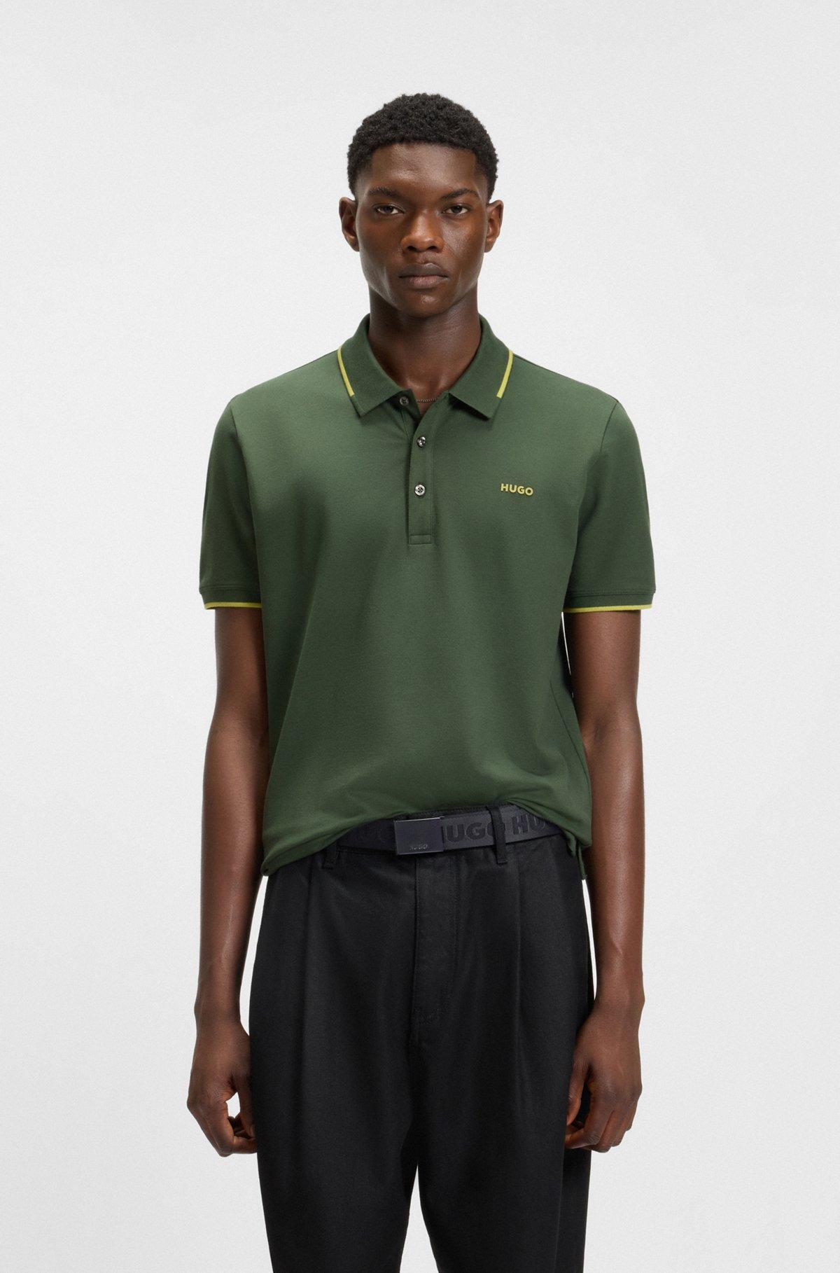 Stretch-cotton slim-fit polo shirt with printed logo Product Image