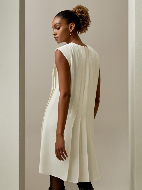 Sleeveless accordion pleated silk dress Product Image