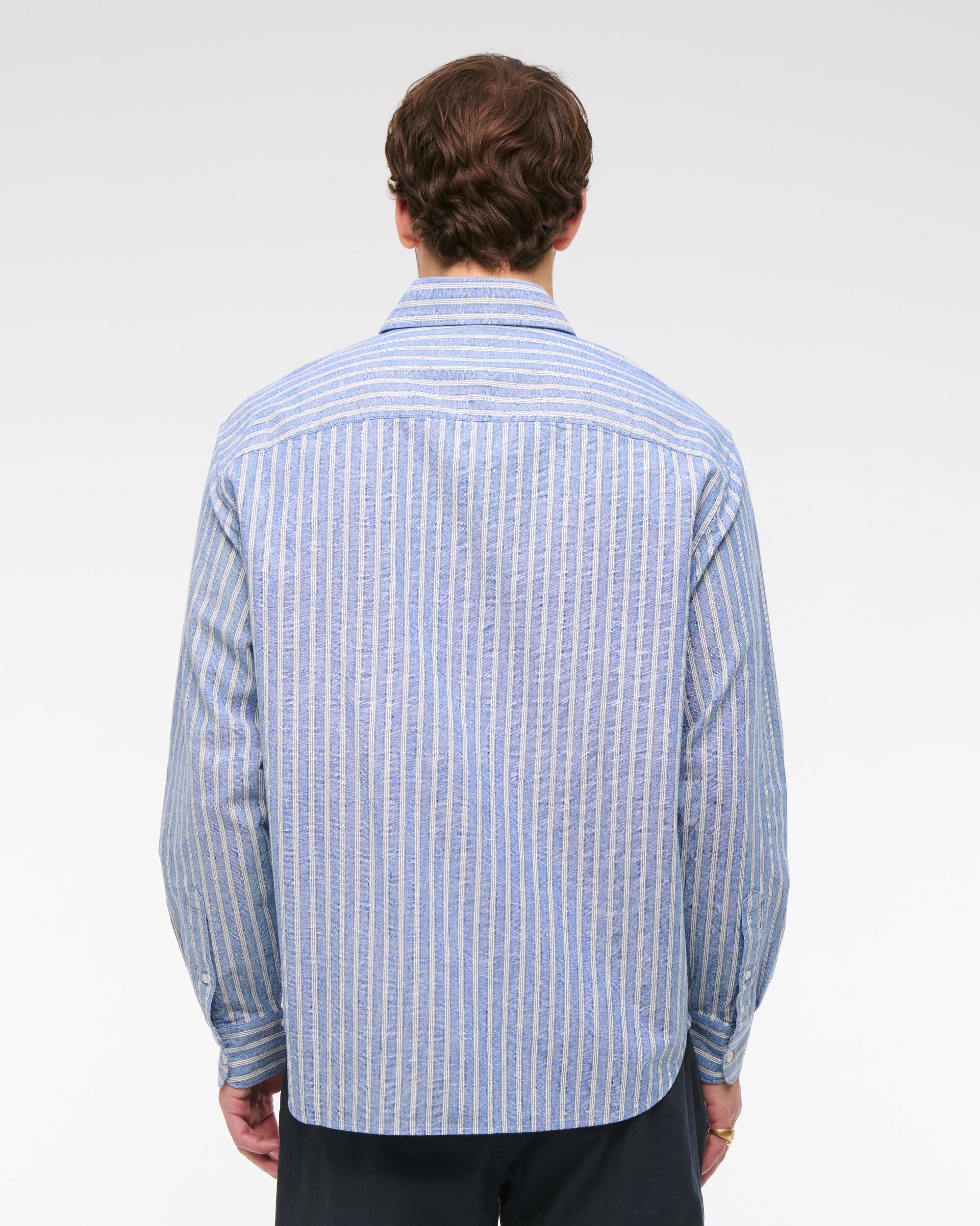 Summer Linen-Blend Button-Up Shirt Product Image