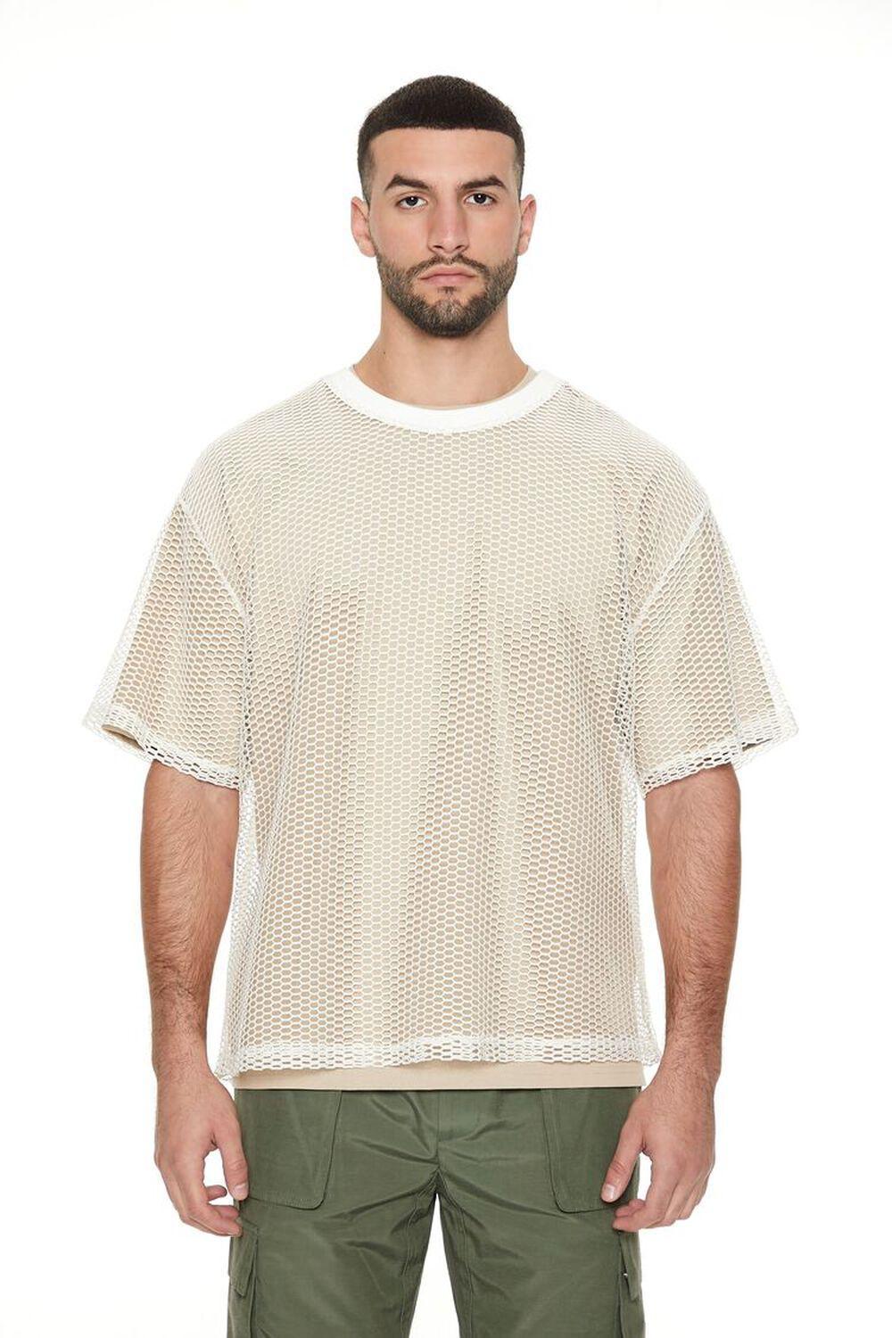 Shiny Sheer Fishnet Drop-Sleeve Tee | Forever 21 Product Image