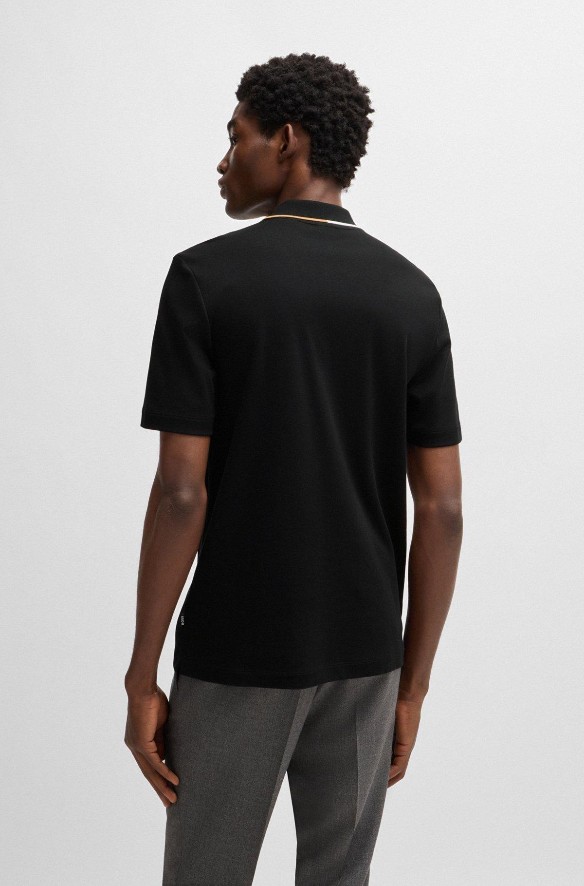 Zip-neck polo shirt in interlock cotton Product Image