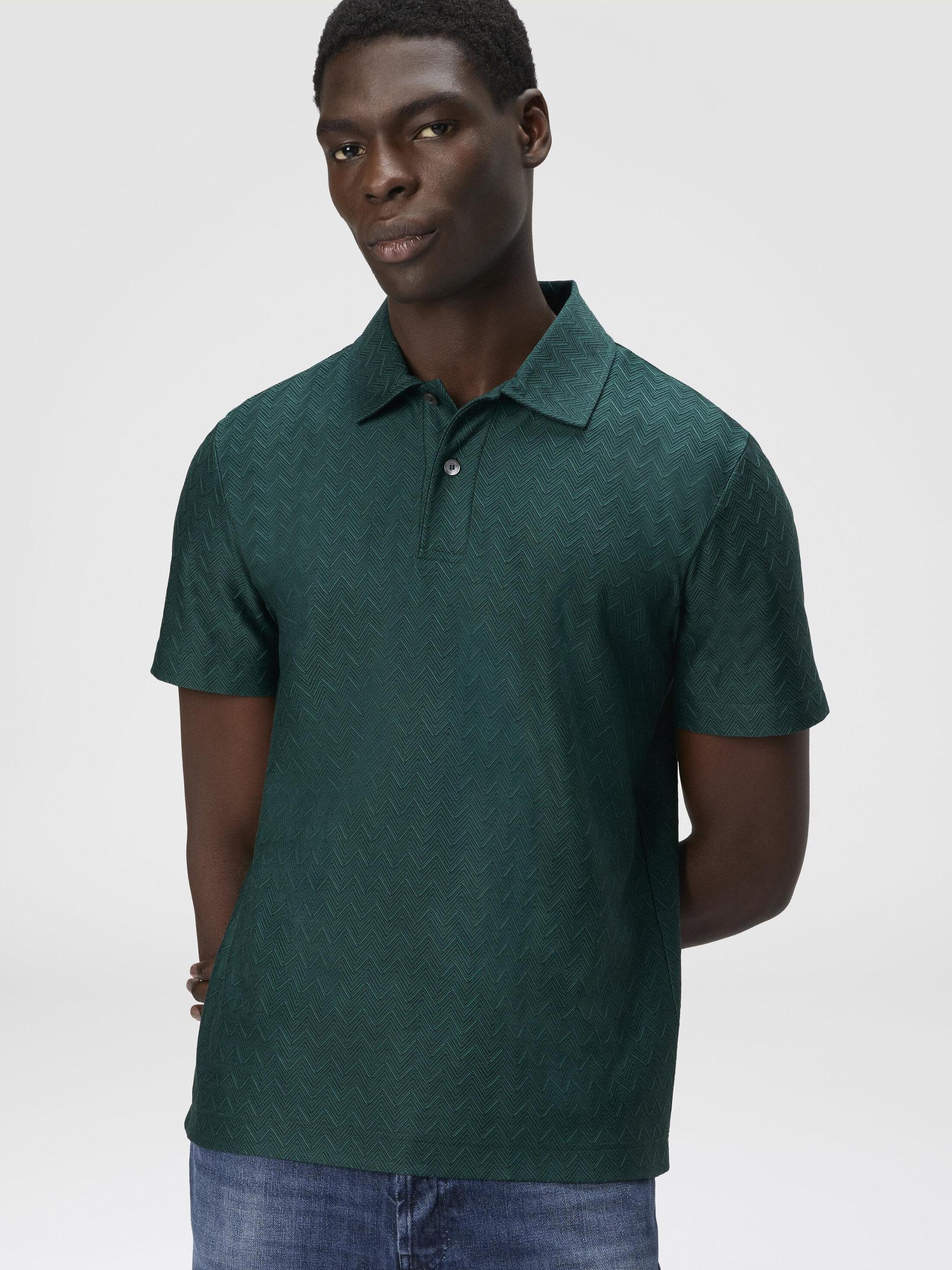 Tonal zigzag cotton jersey polo shirt Product Image