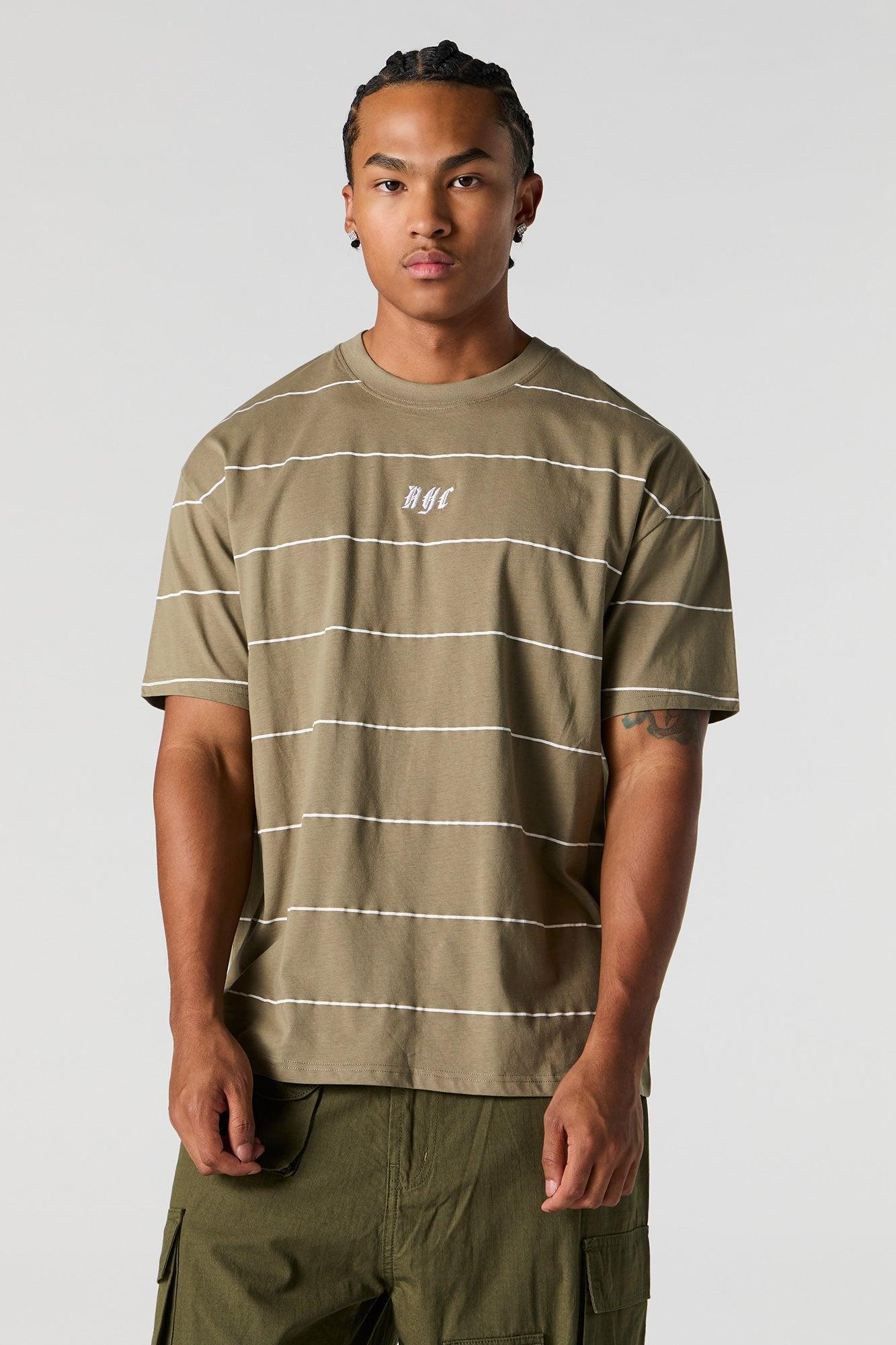 City Embroidered Striped T-Shirt Male Product Image