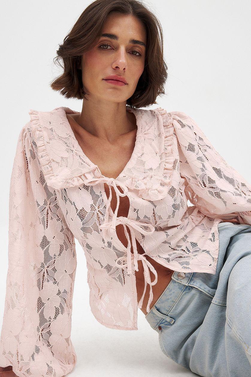 Balloon Sleeve Collar Blouse Product Image