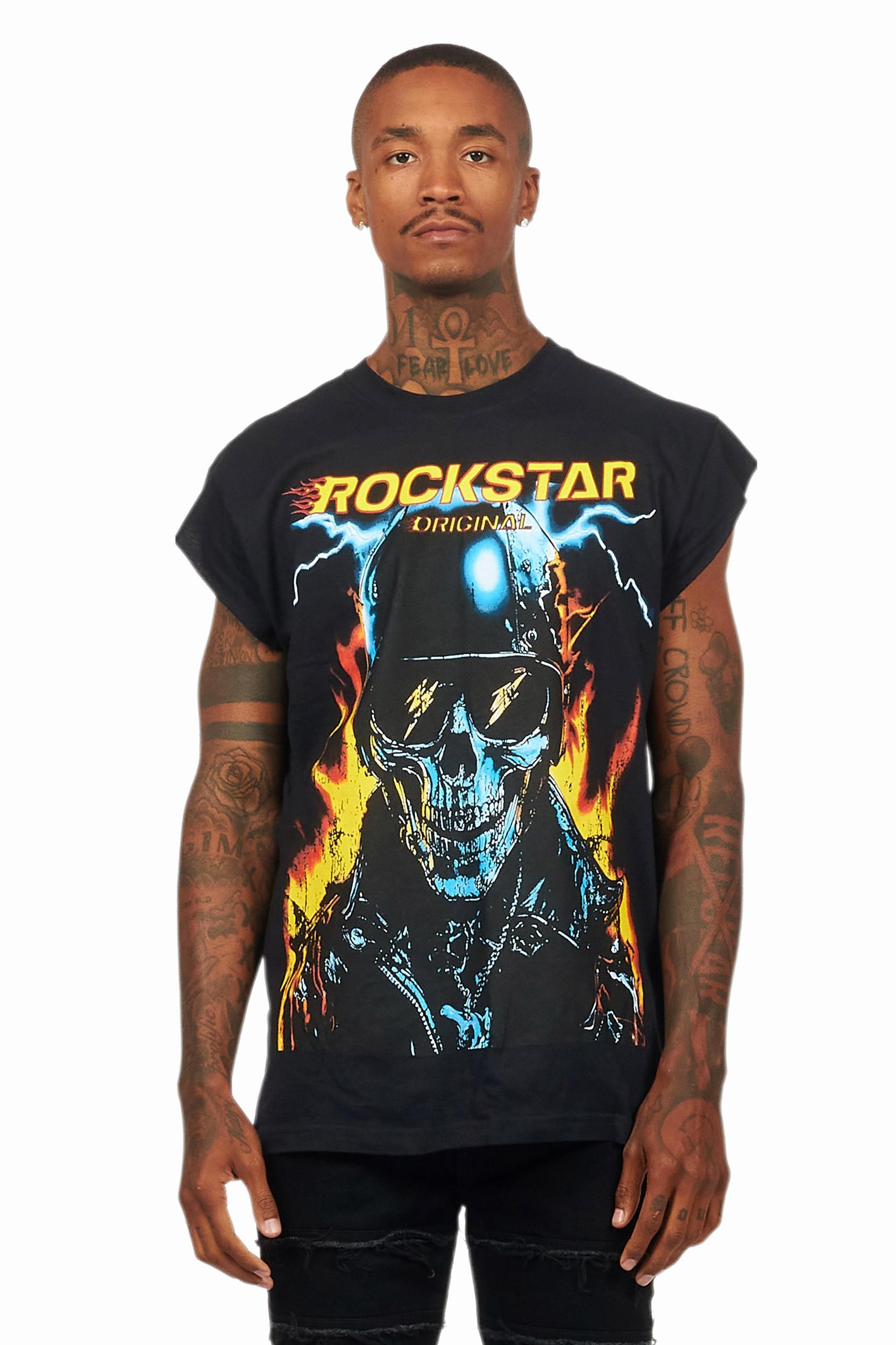 Balius Black Graphic Muscle T-Shirt Male Product Image