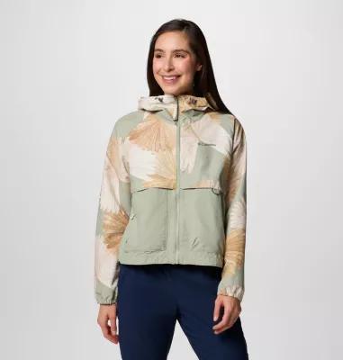 Women's Columbia Spire Valley Omni-SHIELD™ Printed Windbreaker Jacket, Size: Medium, Salt Outbacked Product Image