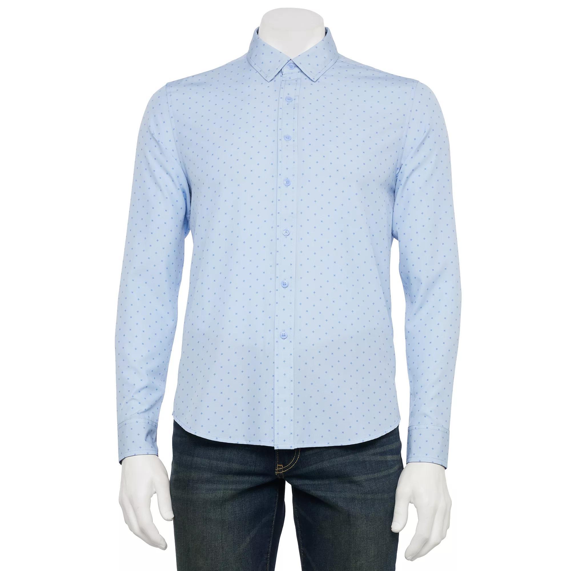 Men's Thomas Sterling Long Sleeve Button Down Shirt, Size: Medium, Blue Print Product Image