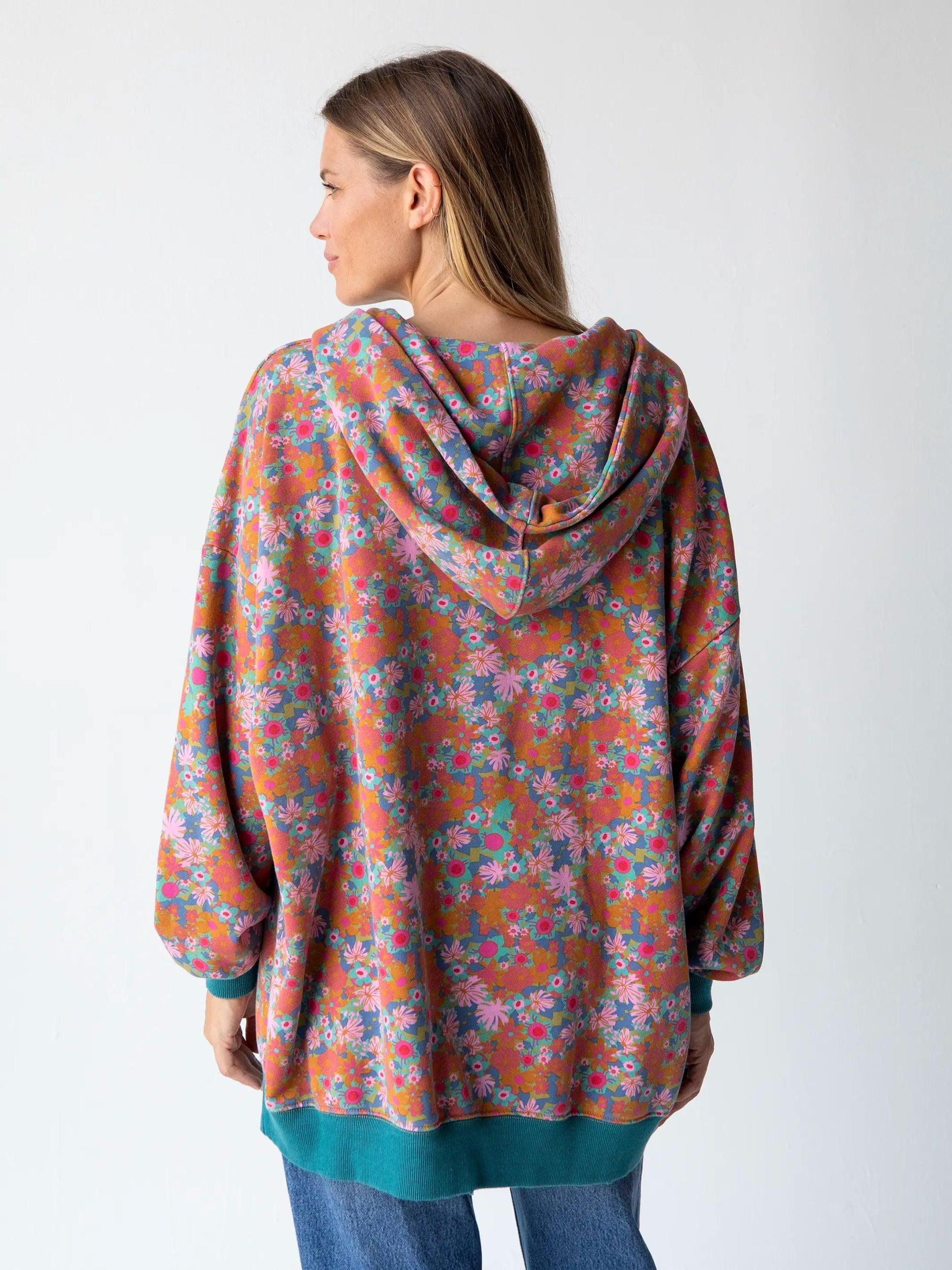 Oversized Printed Hoodie - Rust Orchid Pink Product Image