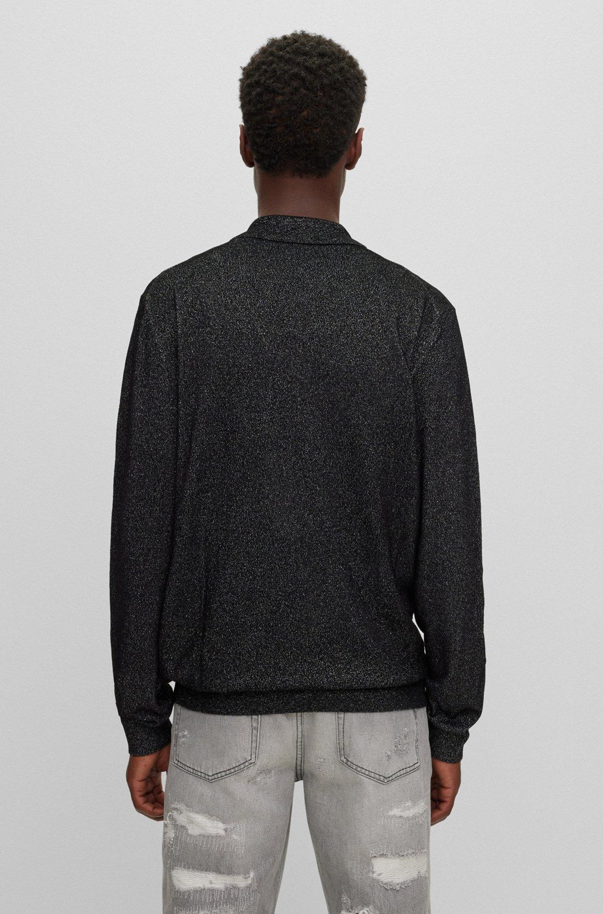 Relaxed-fit sparkle-effect polo sweater Product Image