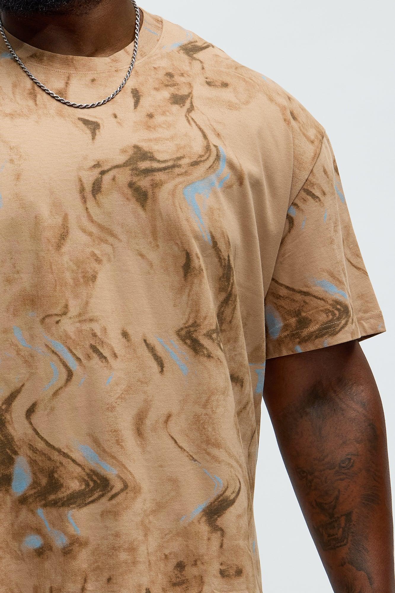Marble Print Relaxed Tee - Taupe Product Image