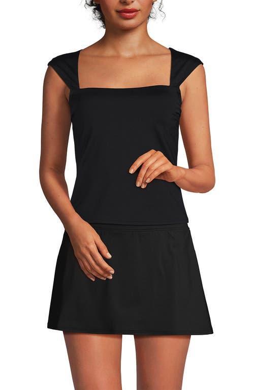 Lands' End Womens Square Neck Underwire Square Back Tankini Swimsuit Top in Black at Nordstrom, Size 4 Product Image