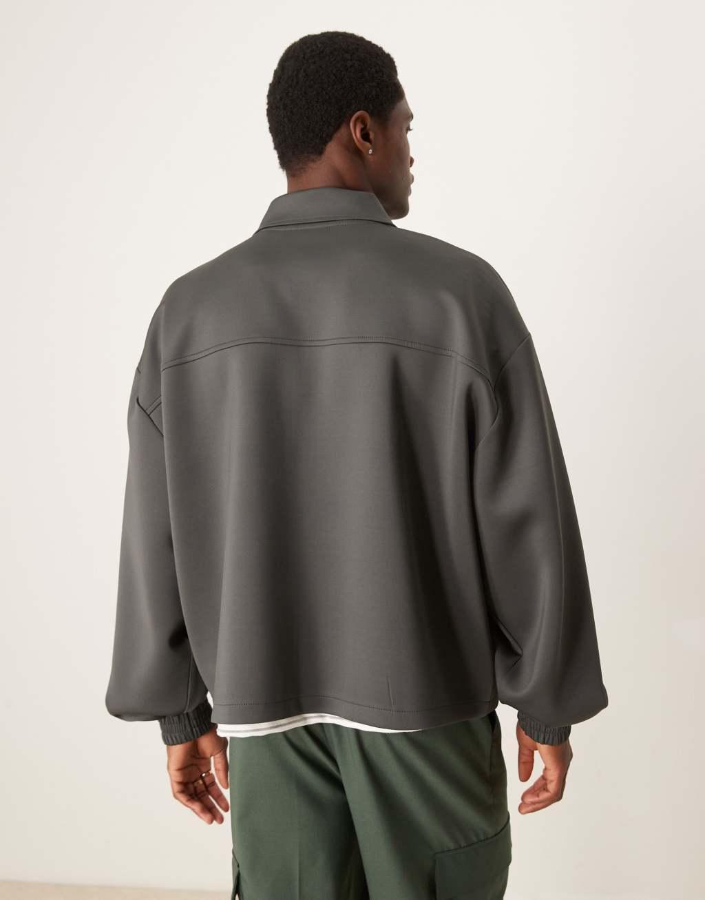 ASOS DESIGN scuba jacket in gray Product Image