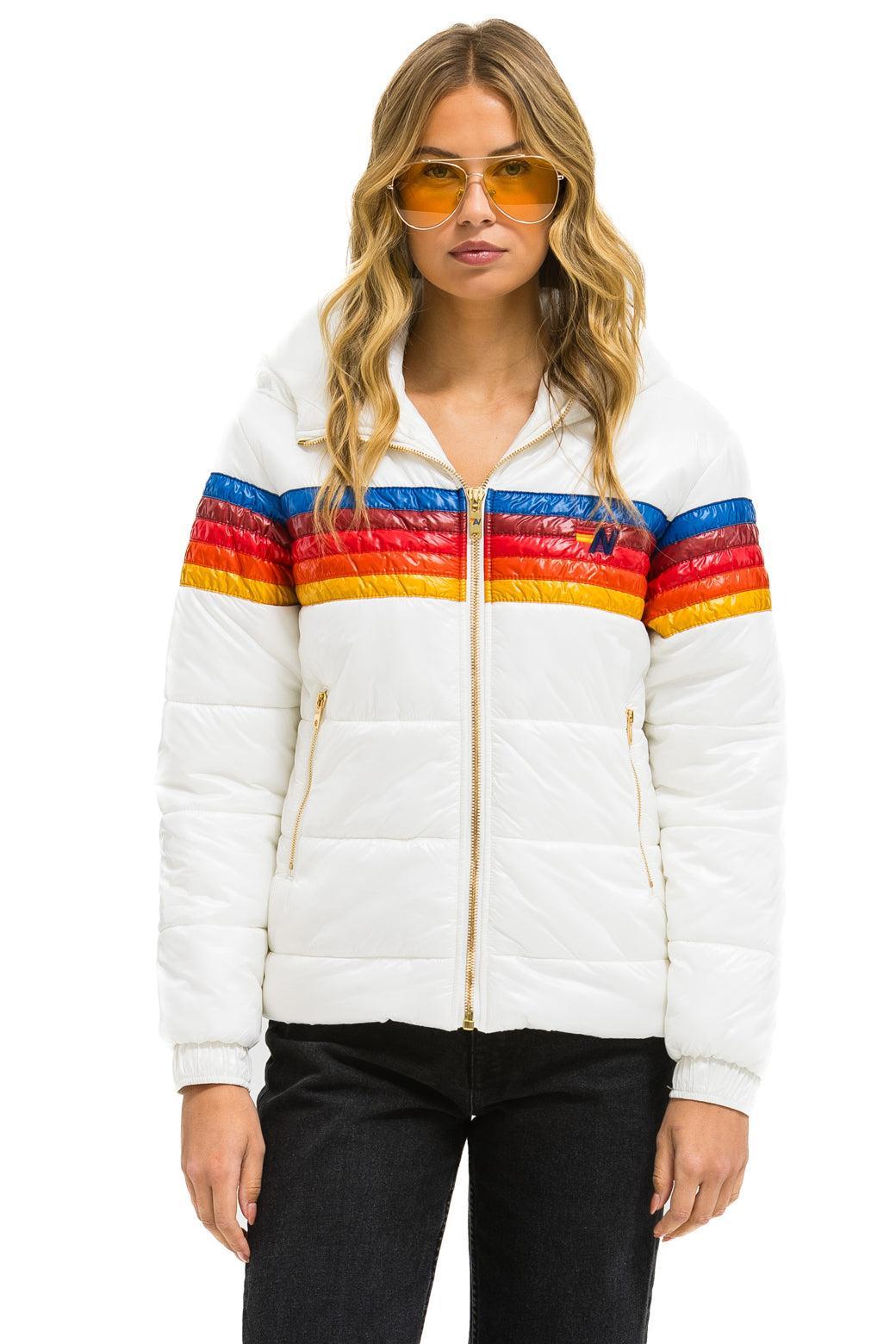 5 STRIPE LUXE TREKKER JACKET - GLOSSY WHITE Female Product Image