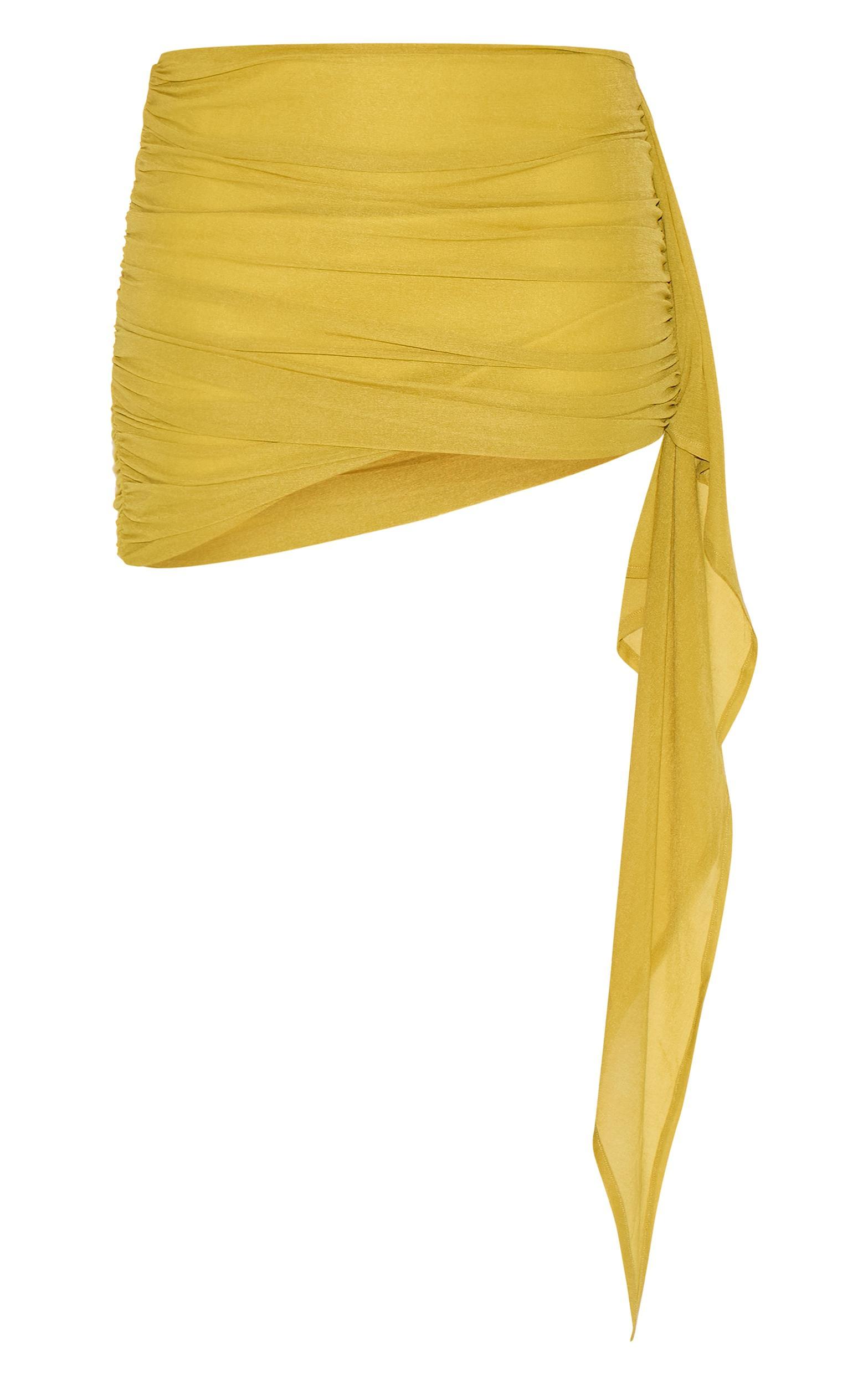 Petite Green Chiffon Drape Side Ruched Mini Skirt Product Image