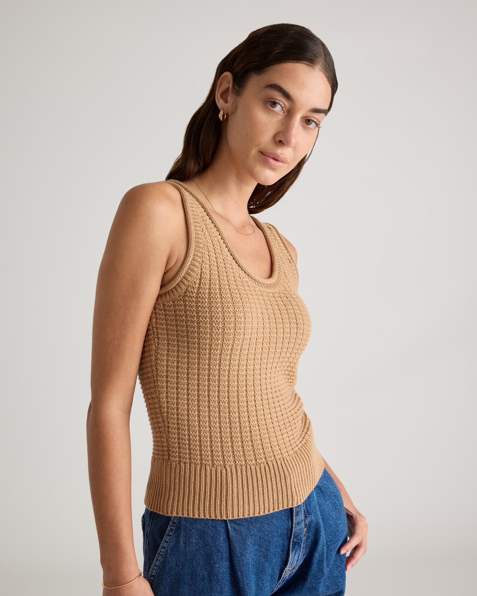 Quince | Women's Waffle Cropped Sweater Tank Top Size XS, Organic Cotton Product Image