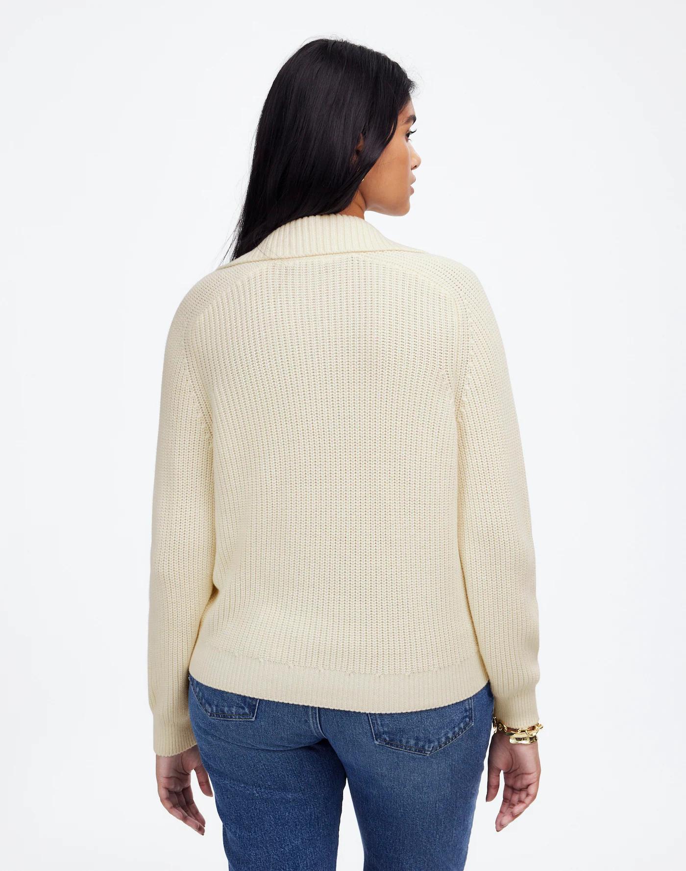 Shaker-Stitch Johnny Collar Sweater Product Image