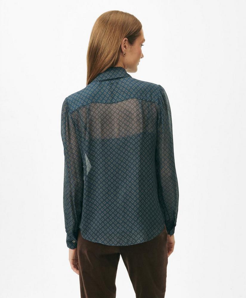 Removable Tie-Neck Blouse in Foulard Chiffon with Removable Camisole Product Image