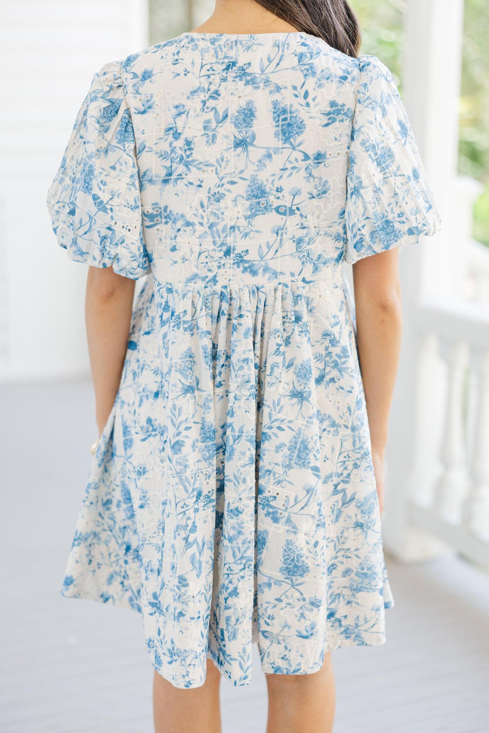 Tell It All Blue Floral Babydoll Dress Female Product Image