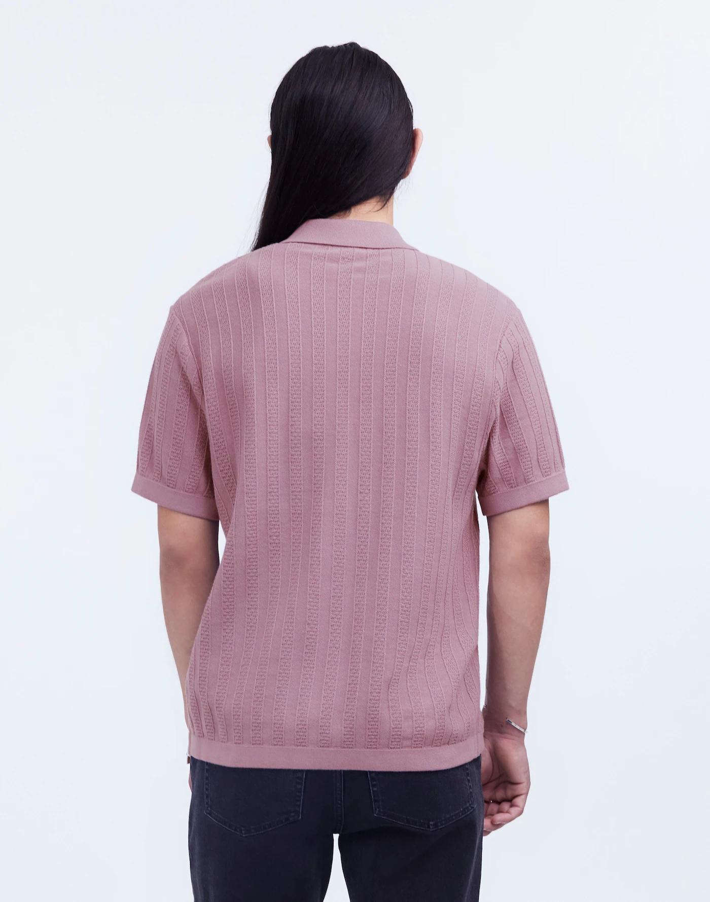 Button-Up Sweater Polo in Textured Stripe Product Image
