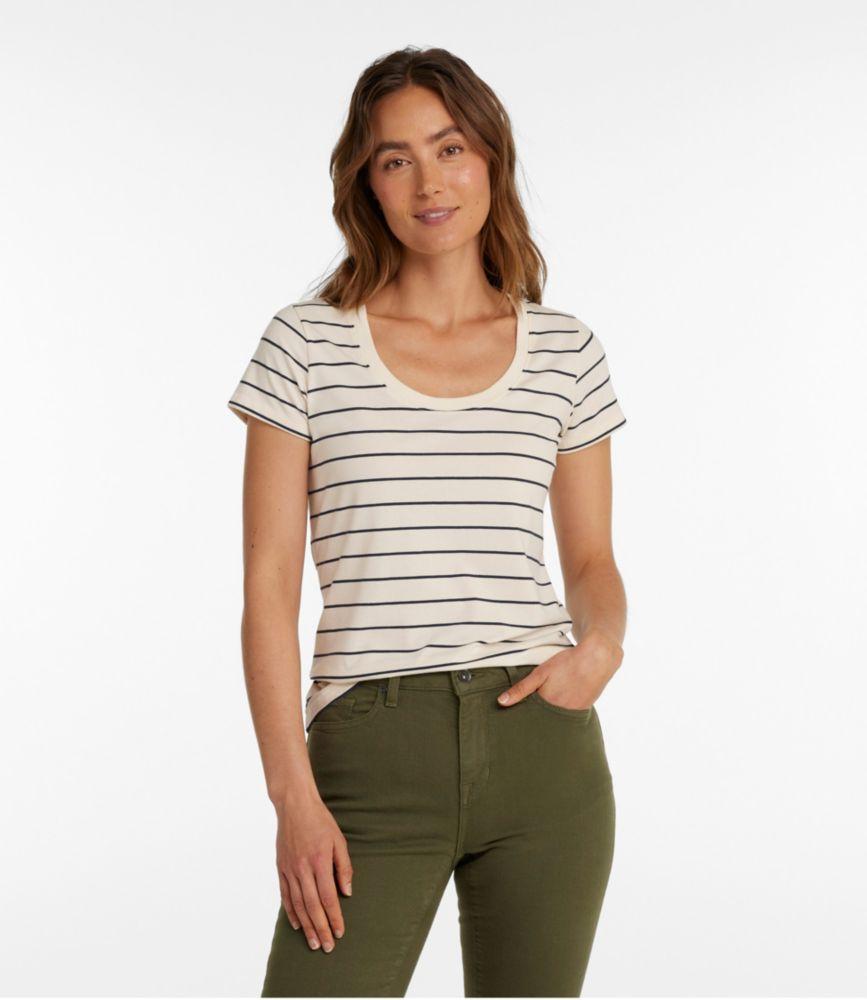 
                            Women's Soft Stretch Supima Tee, Crewneck Short-Sleeve Striped
                         Product Image