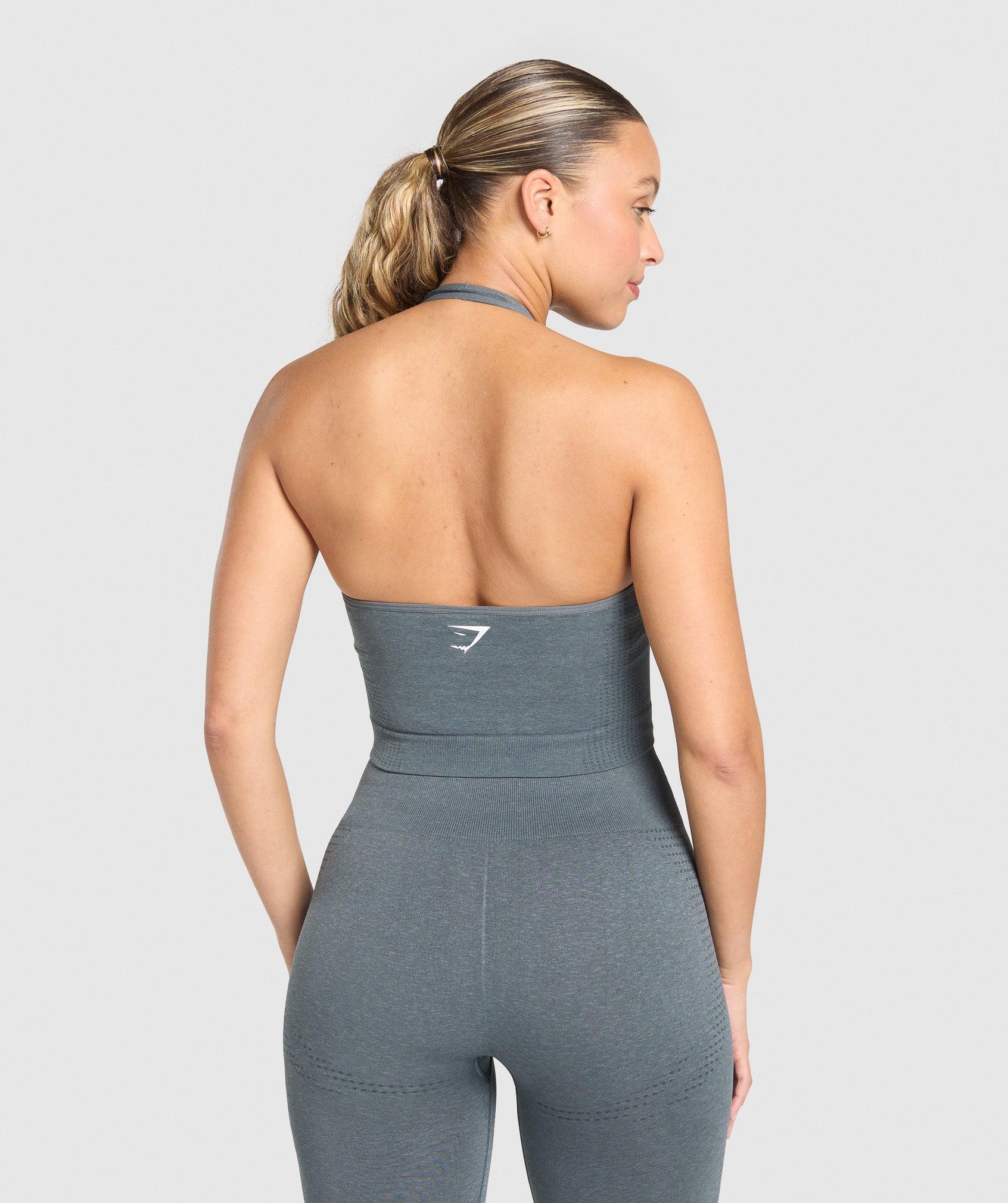 Gymshark Vital Halter Neck Tank With Shelf - Strong Grey Marl Female Product Image