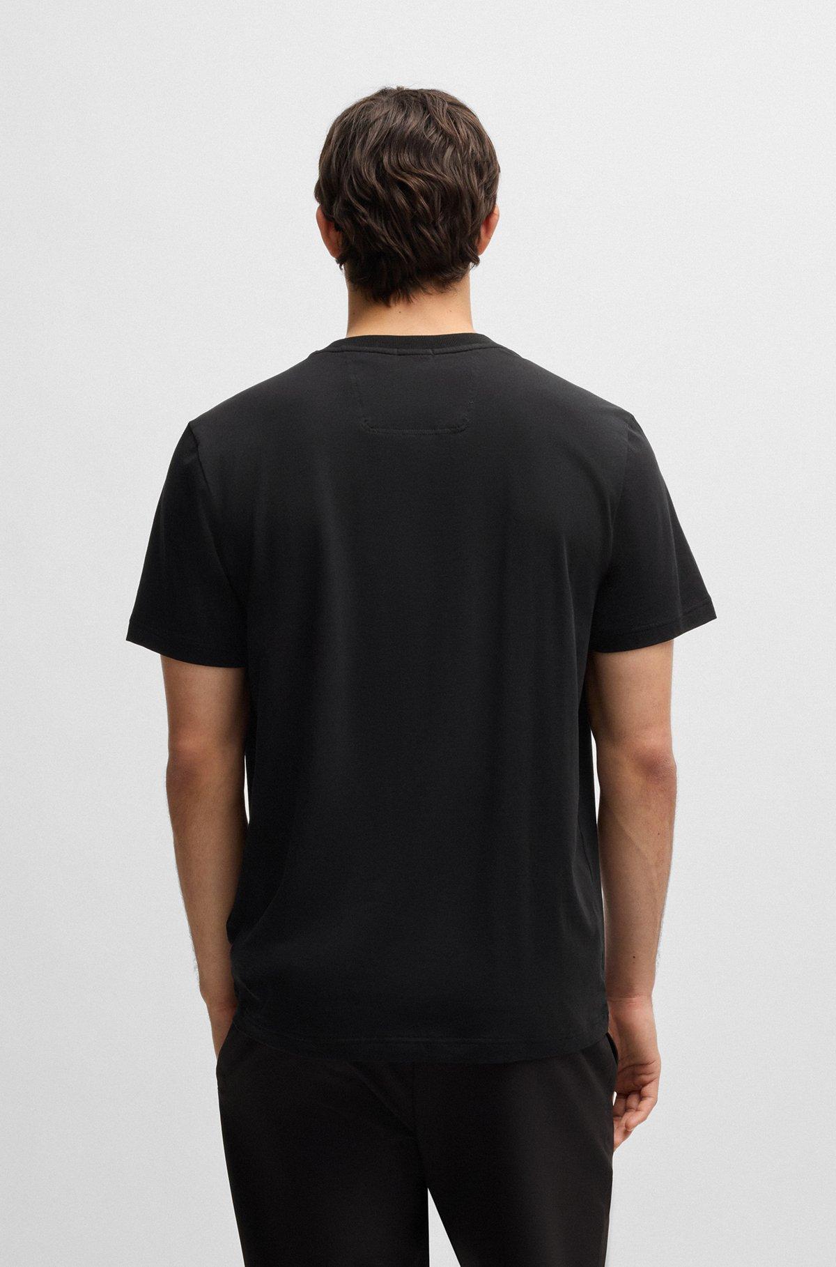 BOSS - Relaxed-fit T-shirt in stretch fabric with logo artwork - Black Product Image