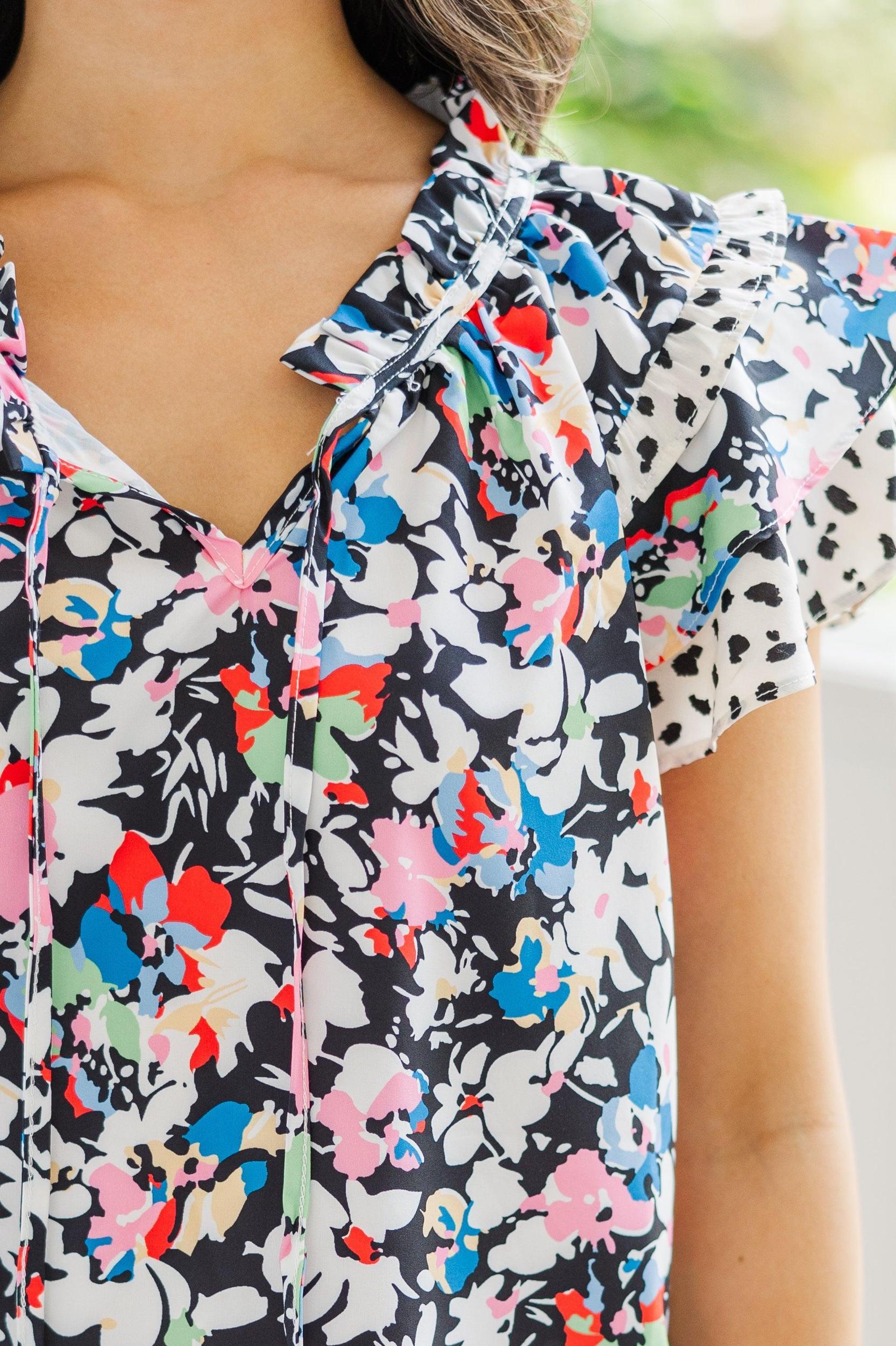 Can't Miss This Black Mixed Print Blouse Female Product Image