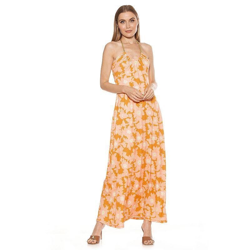Women's ALEXIA ADMOR Selena Scoopneck Maxi Dress, Size: Medium, Blush Floral Product Image