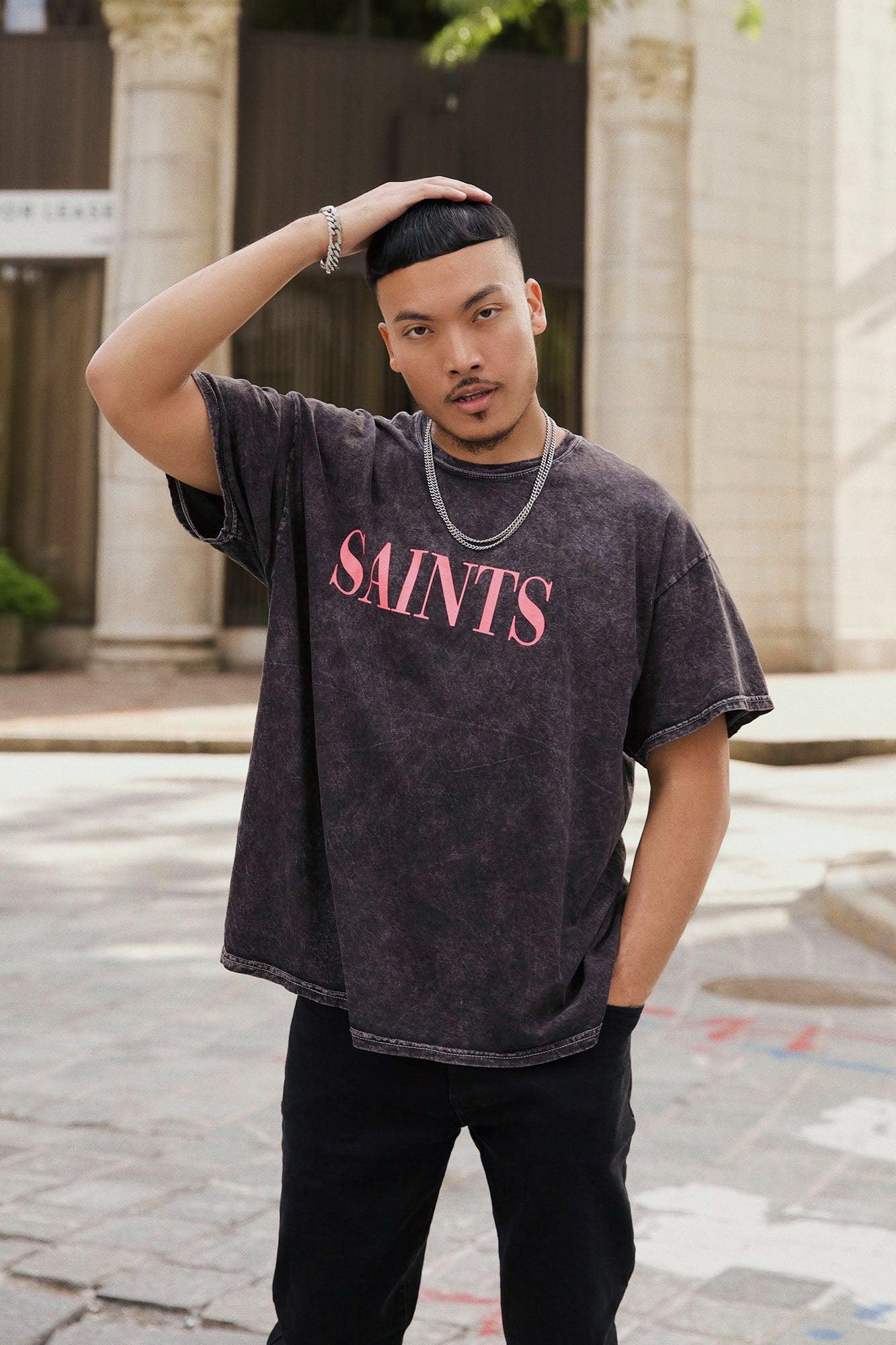 Saints Short Sleeve Tee - Black/Pink Product Image