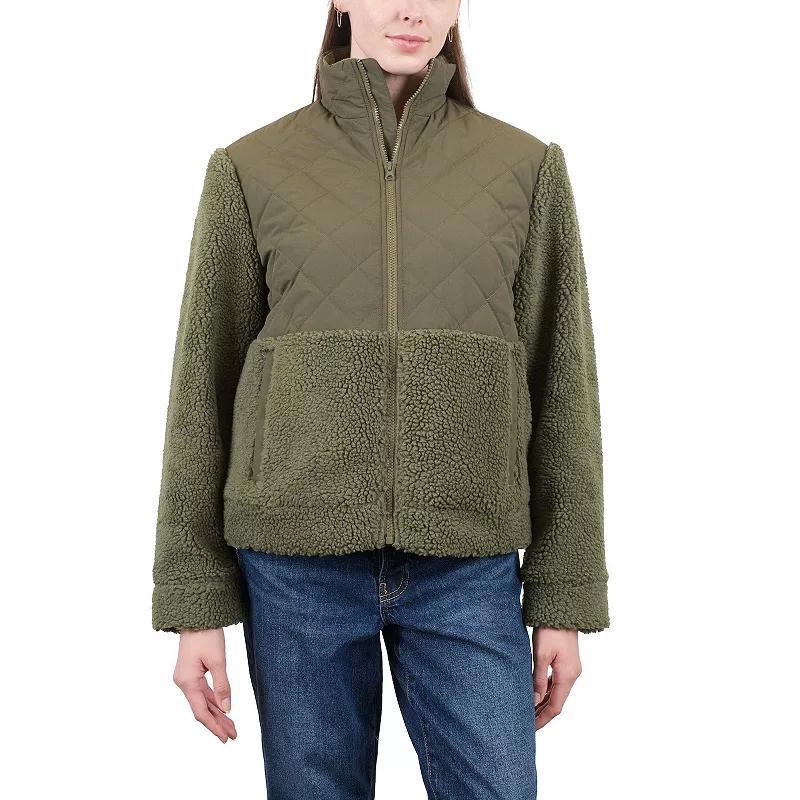 Women's Mountain and Isles Sherpa Jacket with Quilted Upper, Size: XS, Green Product Image
