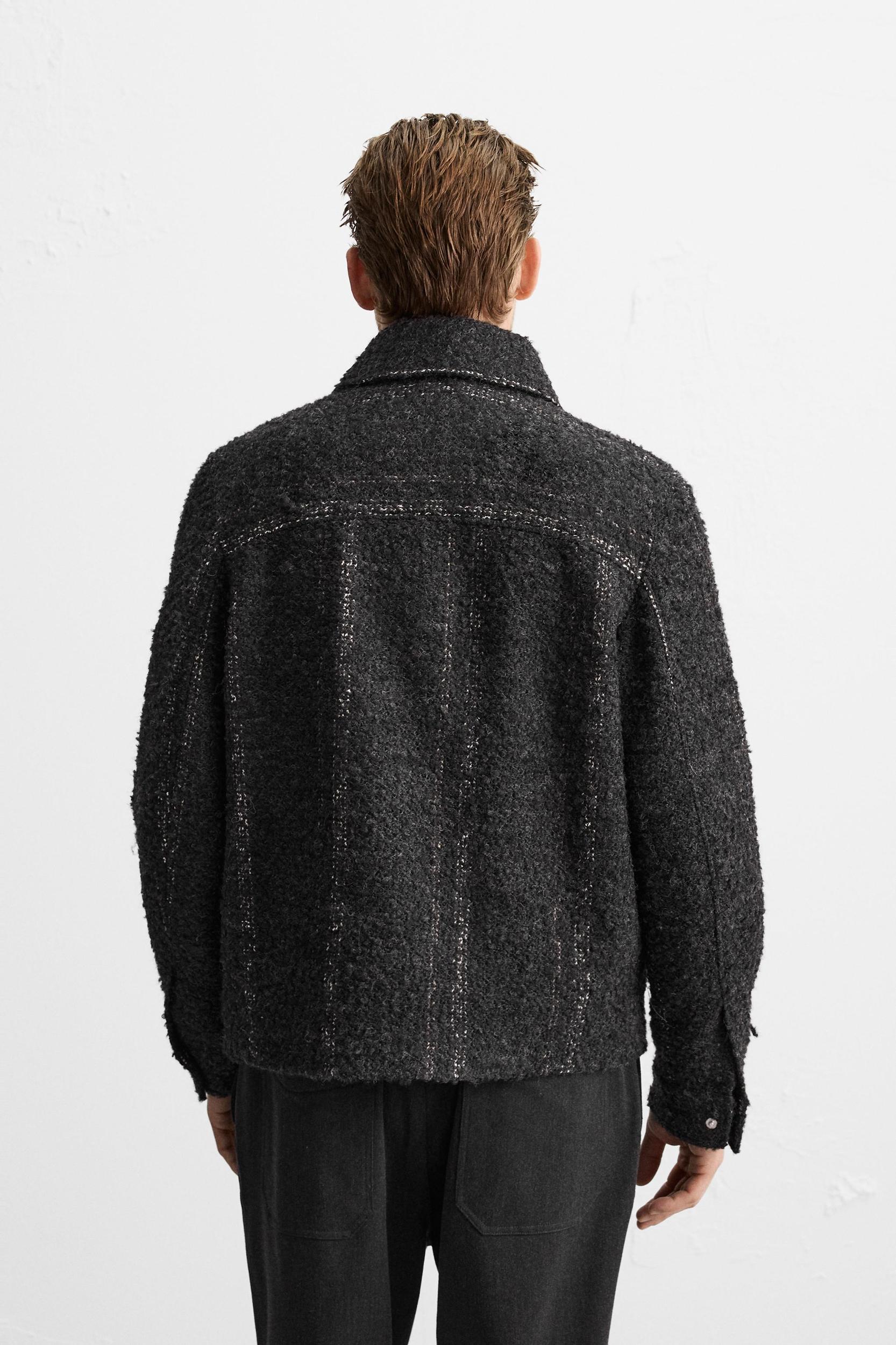 STRIPED TEXTURED OVERSHIRT Product Image