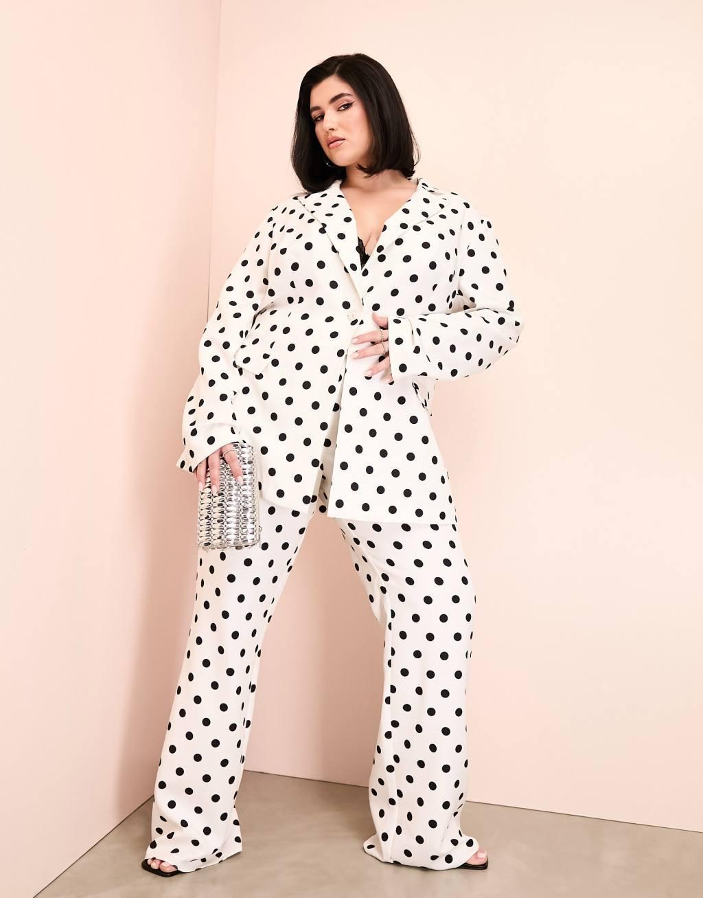 ASOS LUXE Curve tailored suit pants in spot print - part of a set Product Image