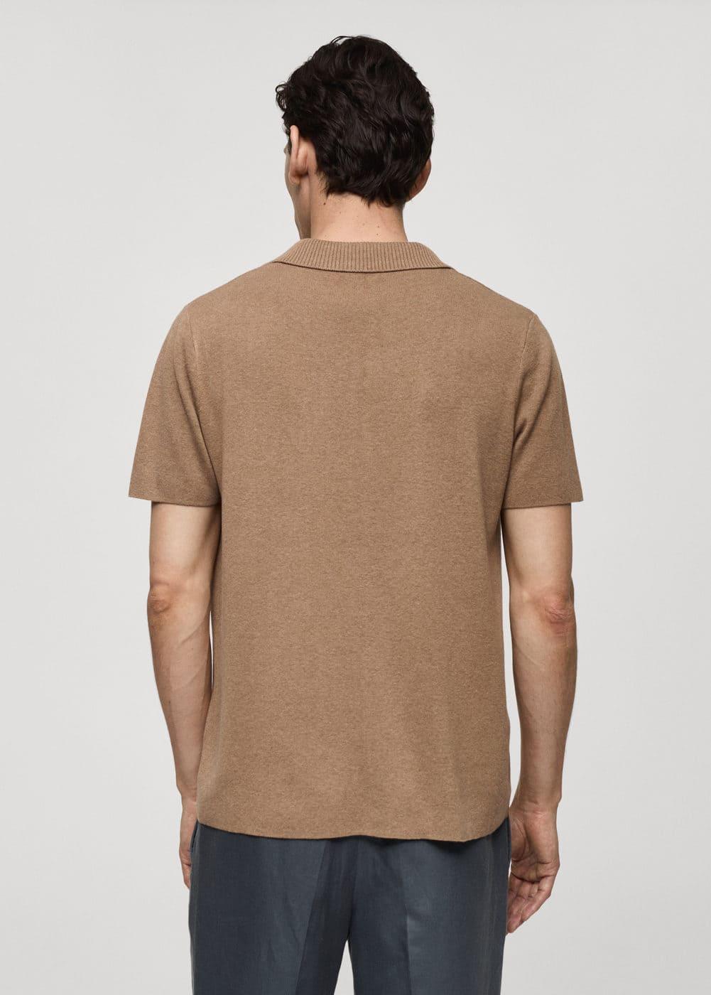 Textured knitted cotton polo shirt - Men | MANGO USA Product Image