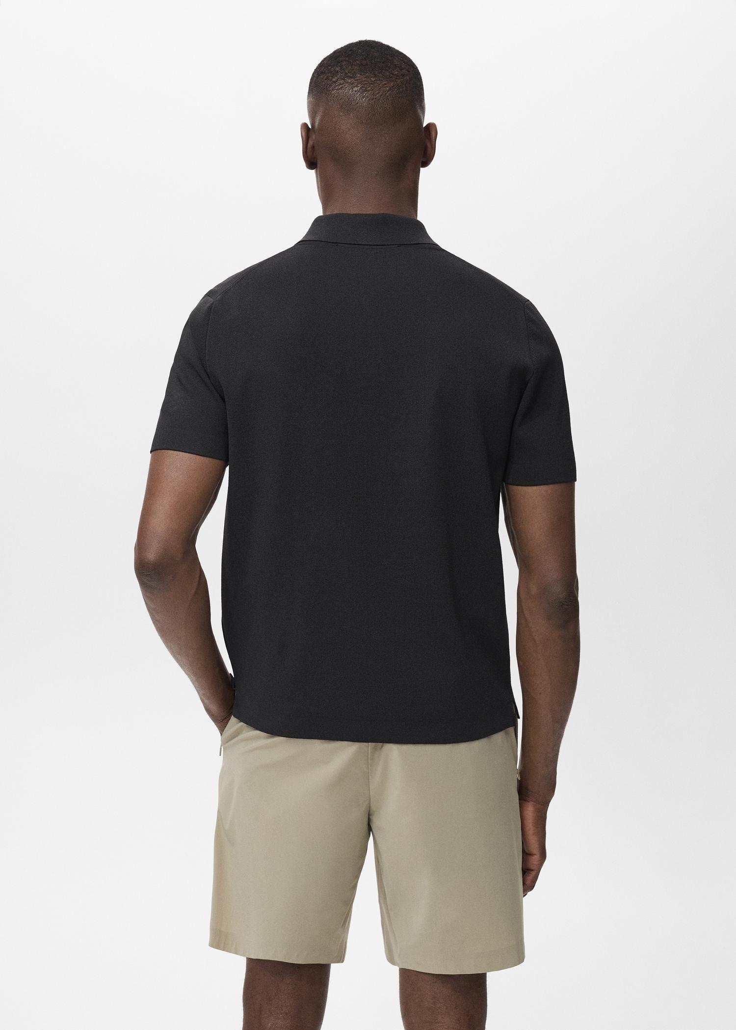 COOLMAX® fine-knit polo shirt with zipper - Men | MANGO USA Product Image