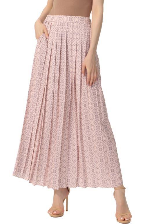 Kimi & Kai Women's Print Box Pleat Maxi Skirt in Purple Pink at Nordstrom, Size X-Large Product Image