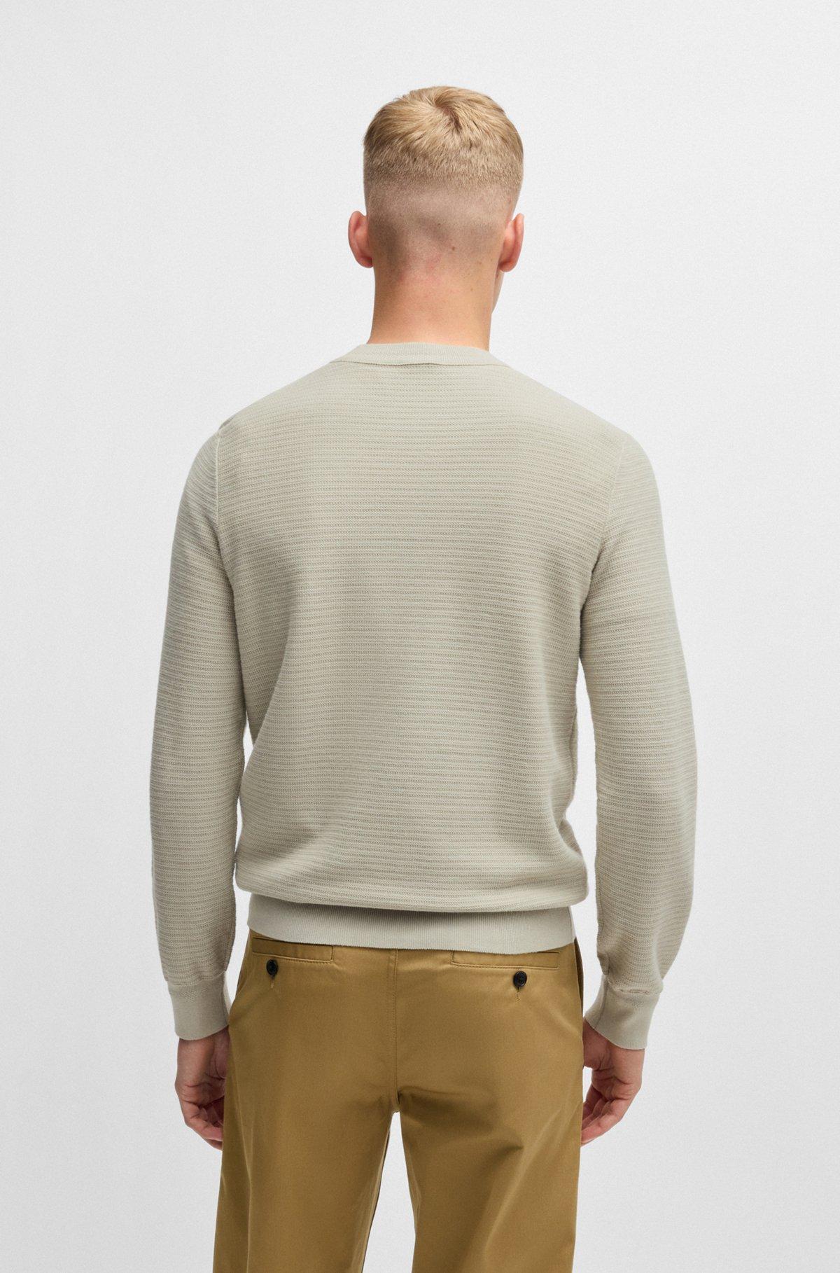 BOSS - Regular-fit sweater in cotton and cashmere - Light Beige Product Image