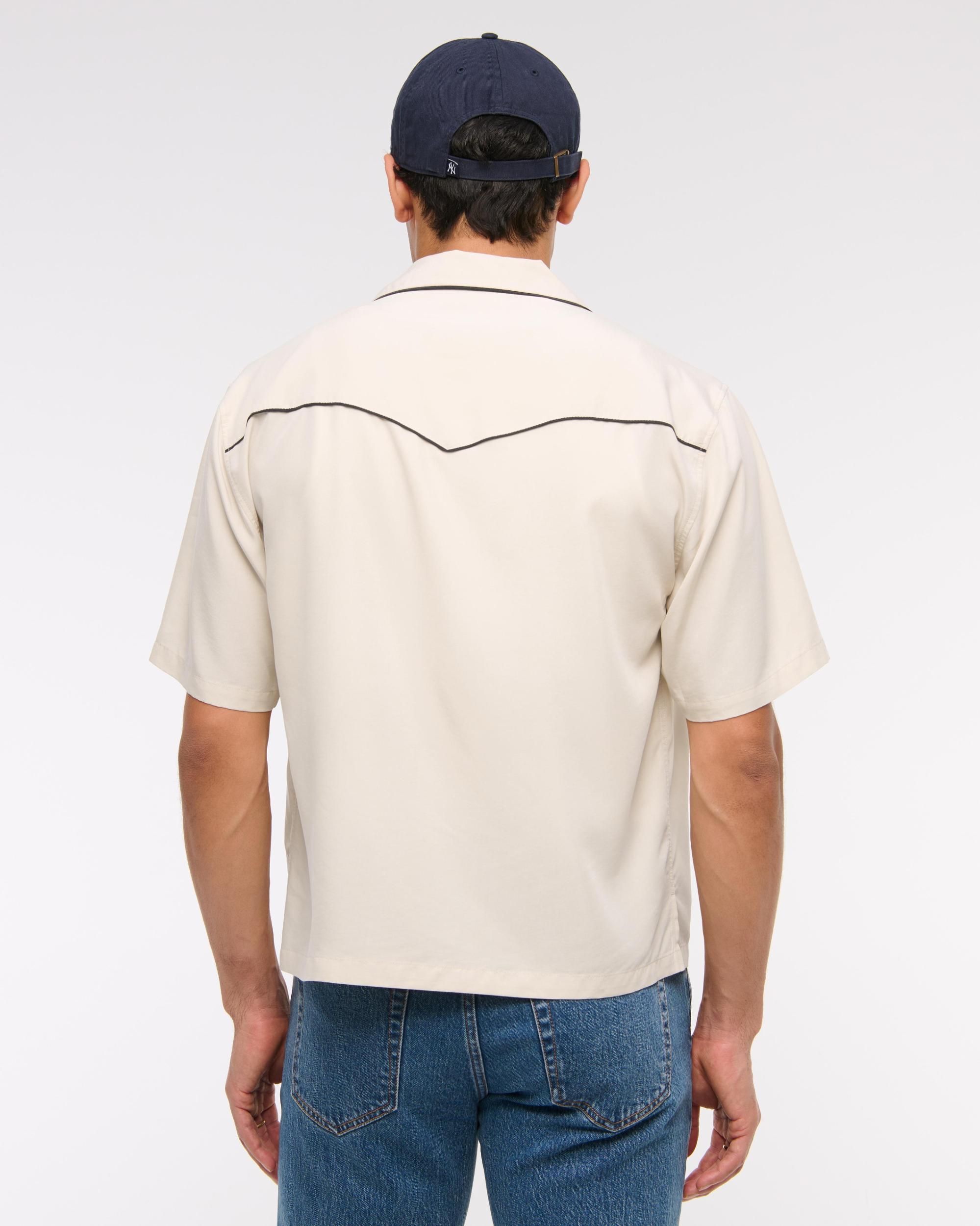 Camp Collar Cropped Cupro Shirt Product Image