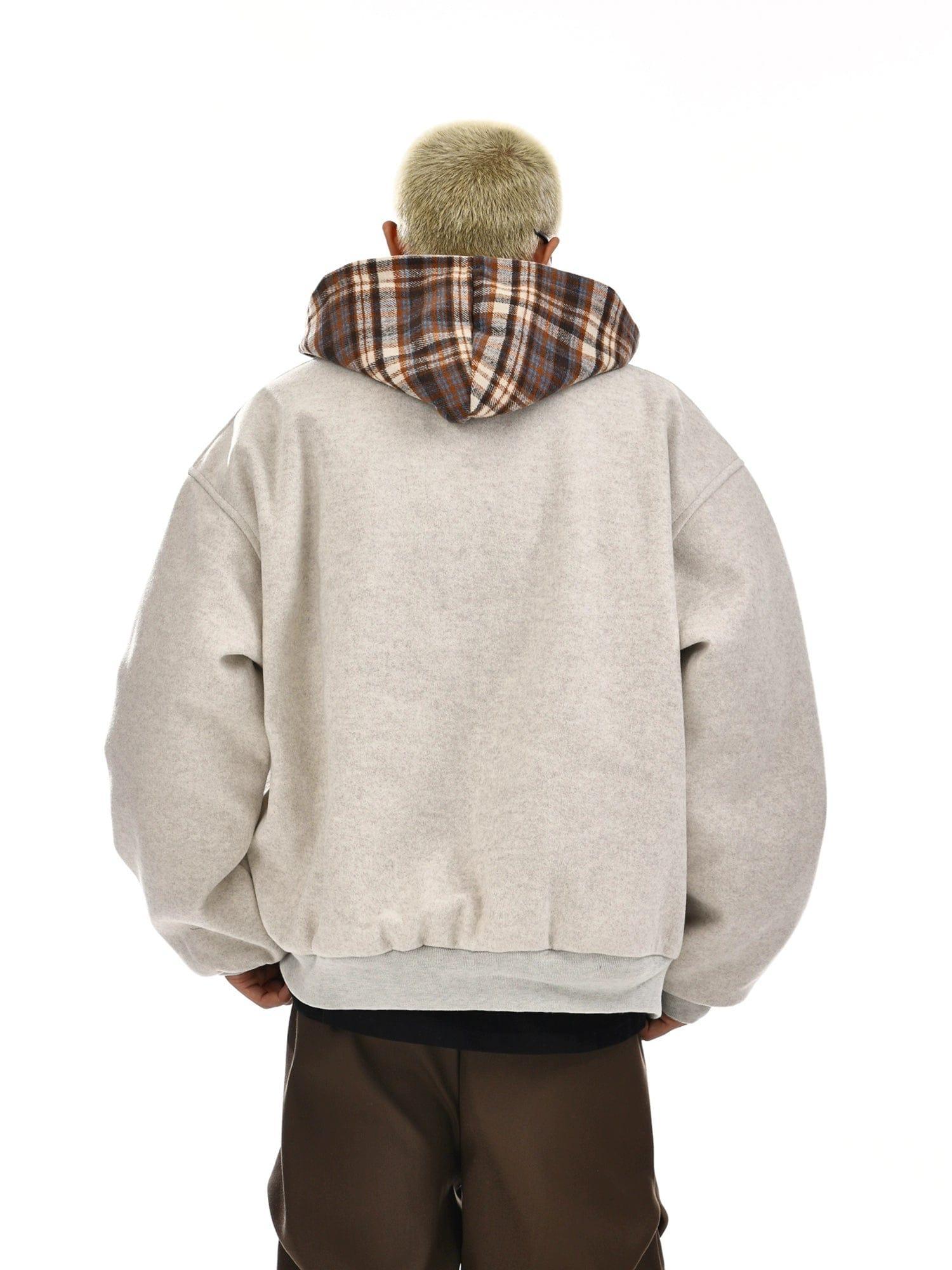 RT No. 12117 PLAID HOODED COAT JK Product Image