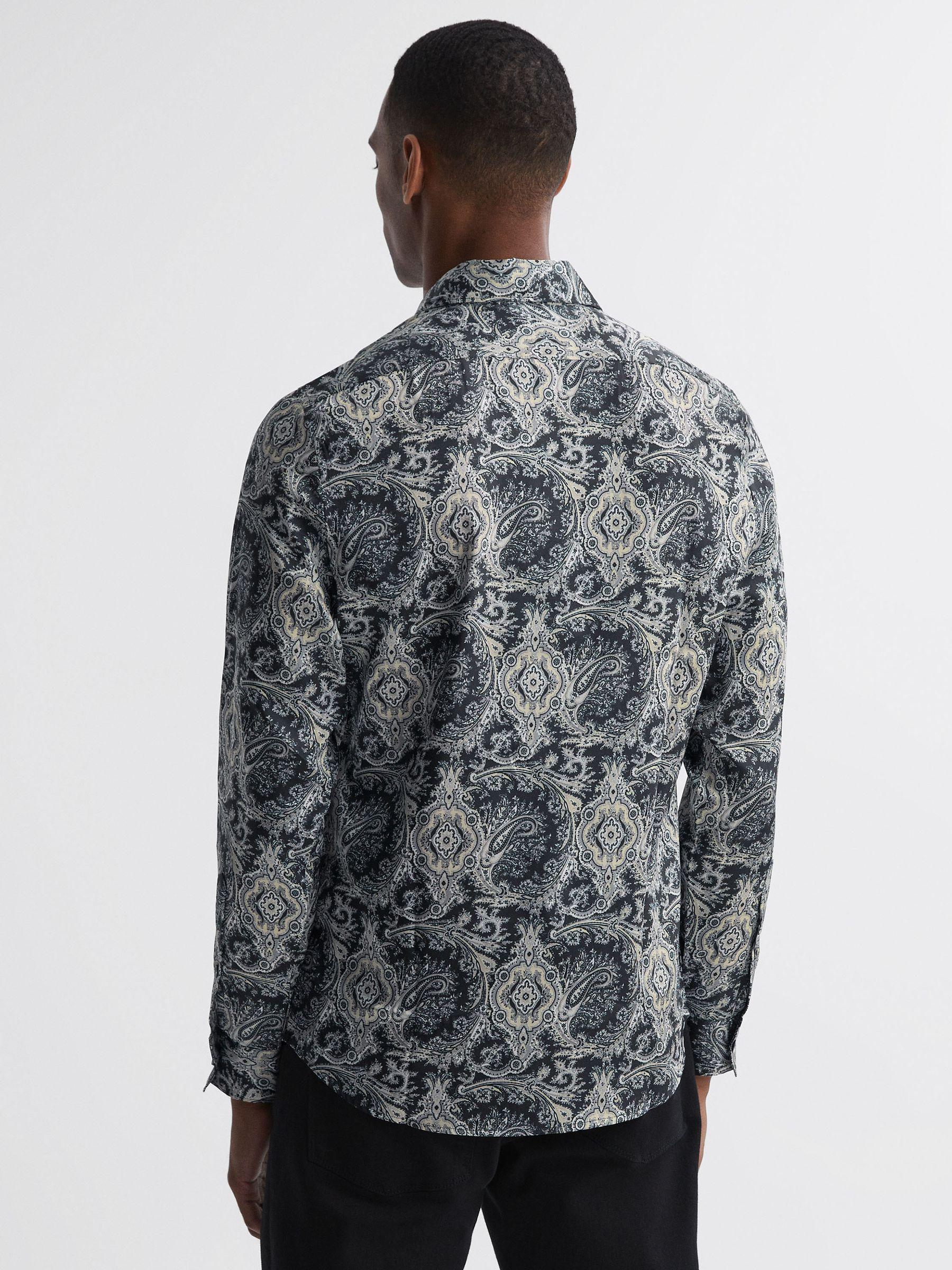 Paisley Print Button-Through Shirt in Black Multi Product Image